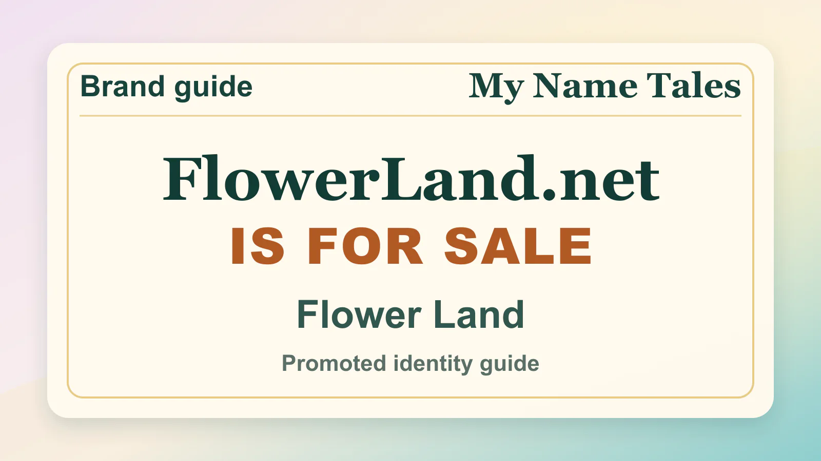 Flower Land brandable domain guide thumbnail on My Name Tales