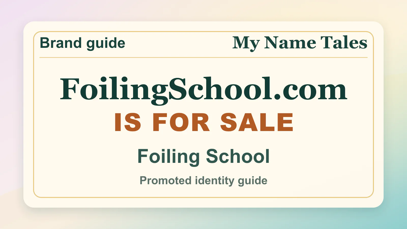 Foiling School brandable domain guide thumbnail on My Name Tales