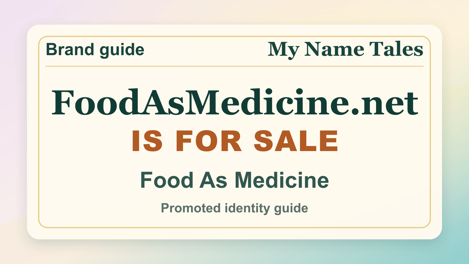 Food As Medicine identity guide image — FoodAsMedicine.net is for sale