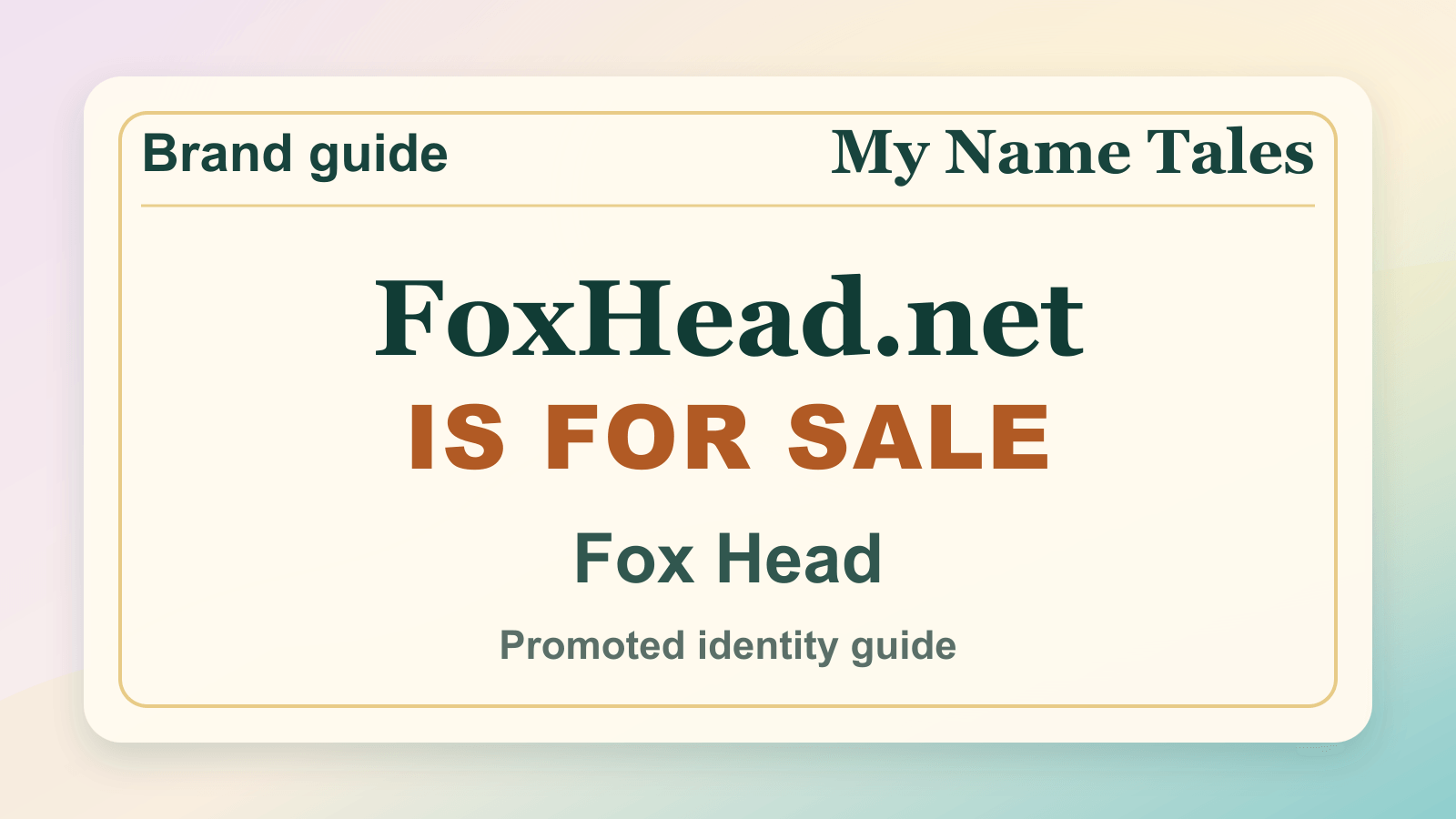 Fox Head identity guide image — FoxHead.net is for sale