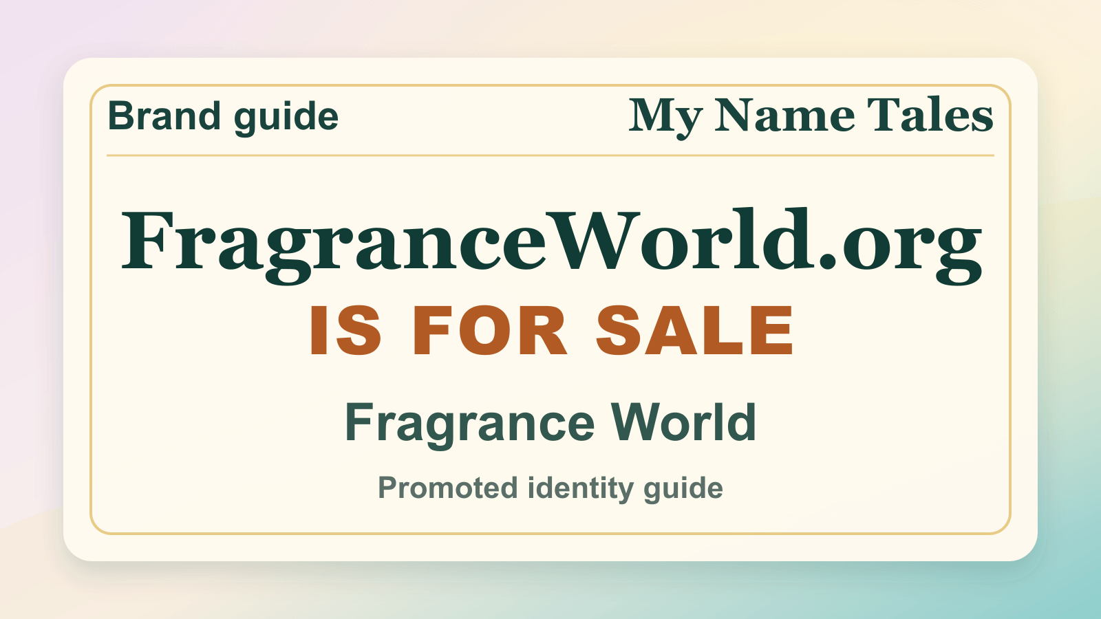 Fragrance World identity guide image — FragranceWorld.org is for sale
