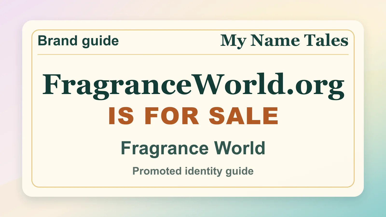 Fragrance World brandable domain guide thumbnail on My Name Tales