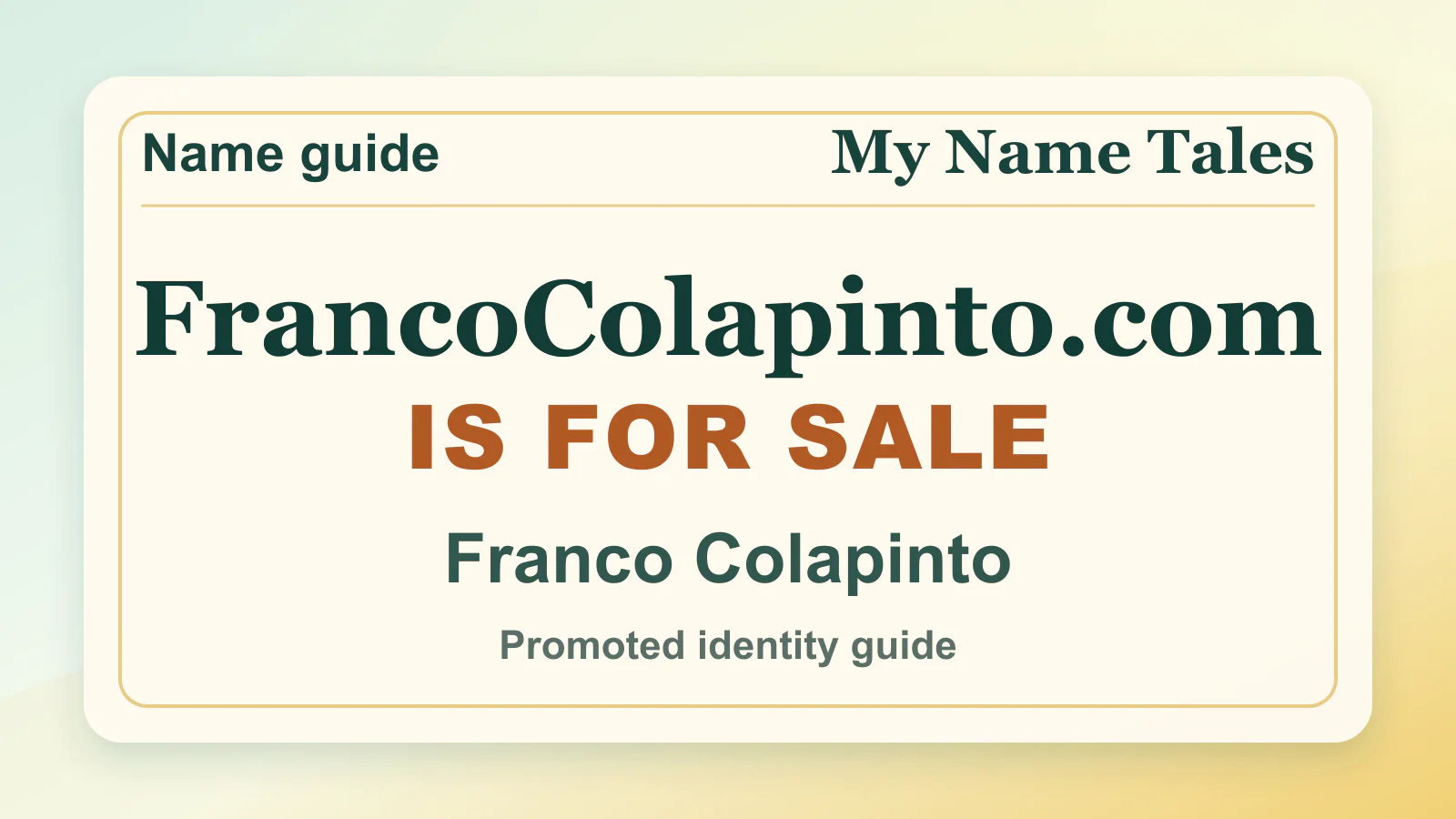 Franco Colapinto personal name guide thumbnail on My Name Tales
