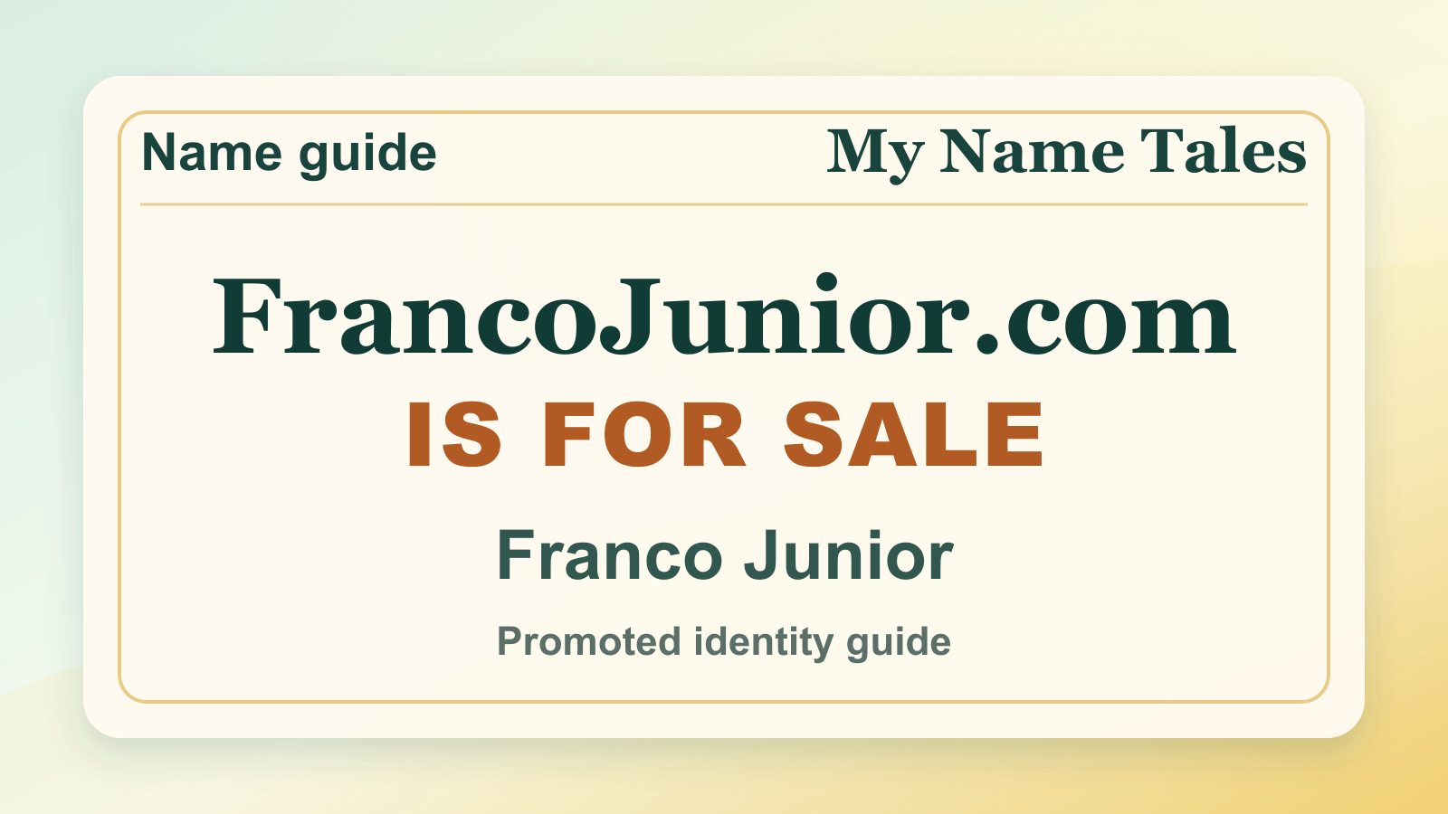 Franco Junior identity guide image — FrancoJunior.com is for sale