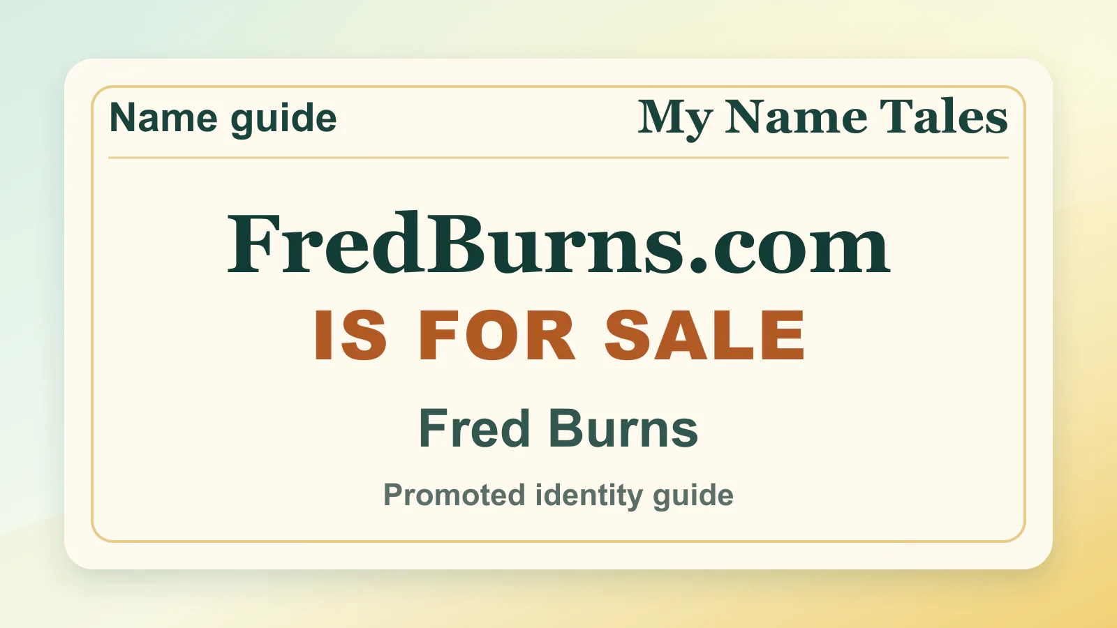 Fred Burns personal name guide thumbnail on My Name Tales