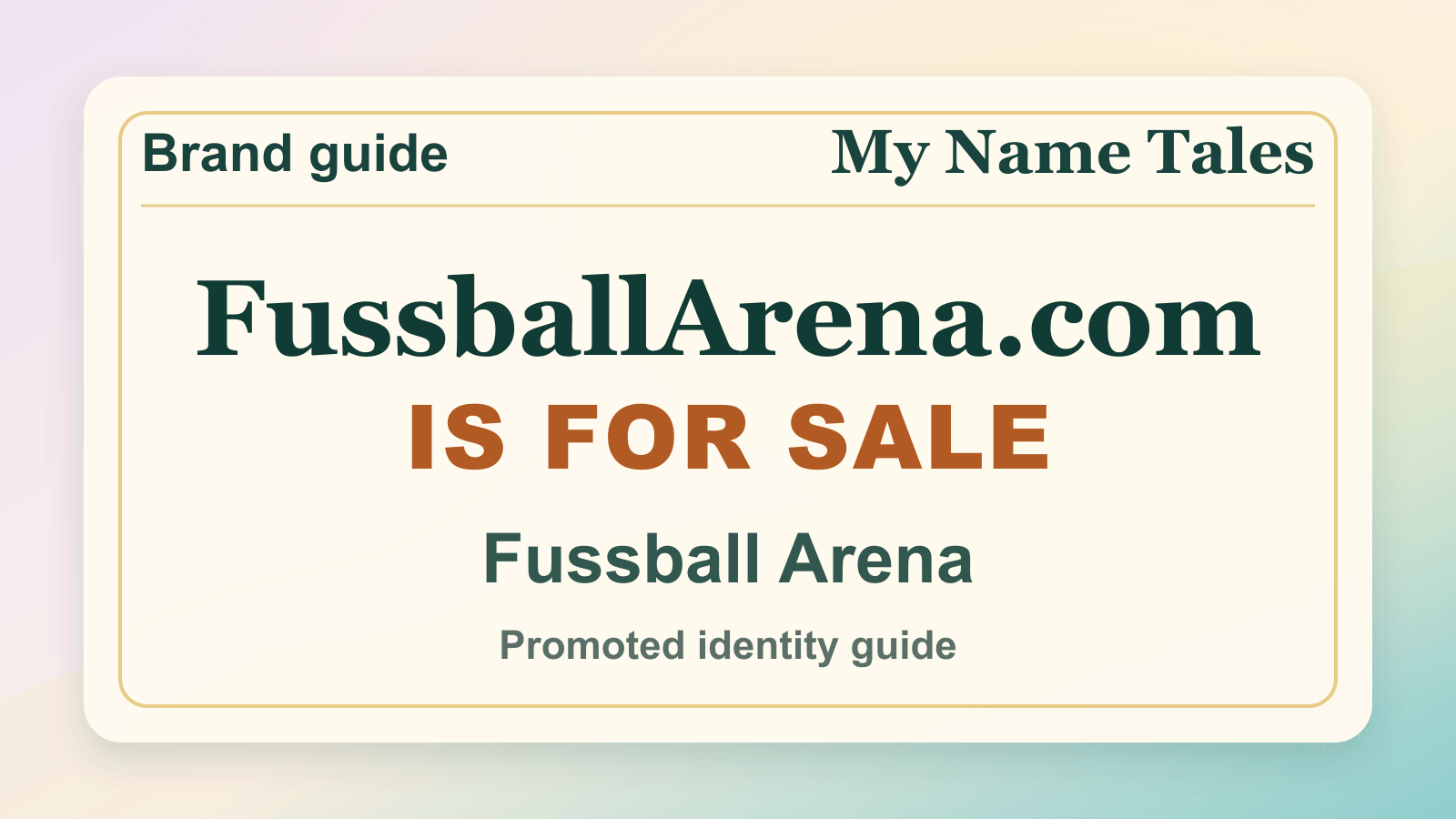 Fussball Arena identity guide image — FussballArena.com is for sale