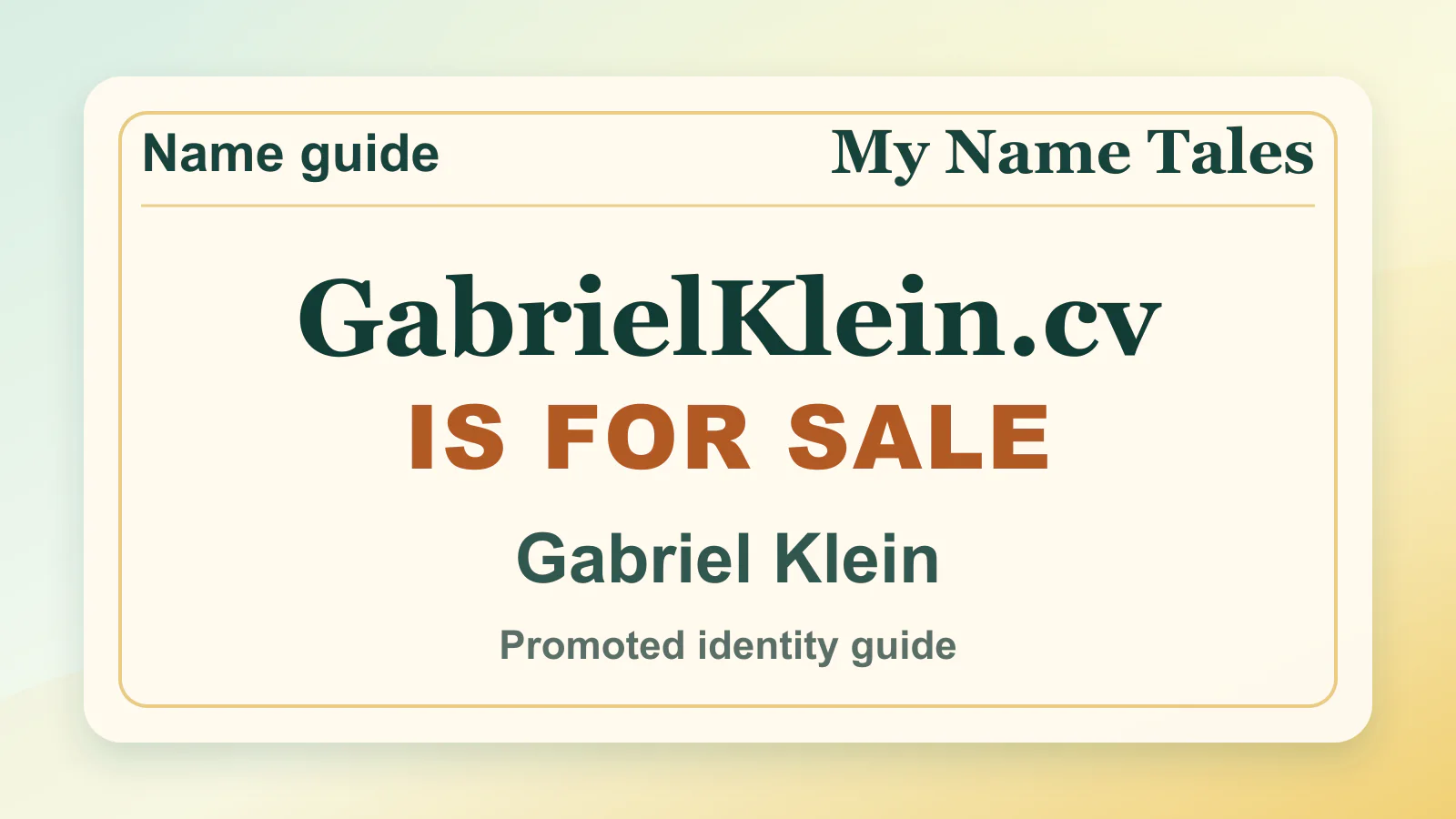 Gabriel Klein personal name guide thumbnail on My Name Tales