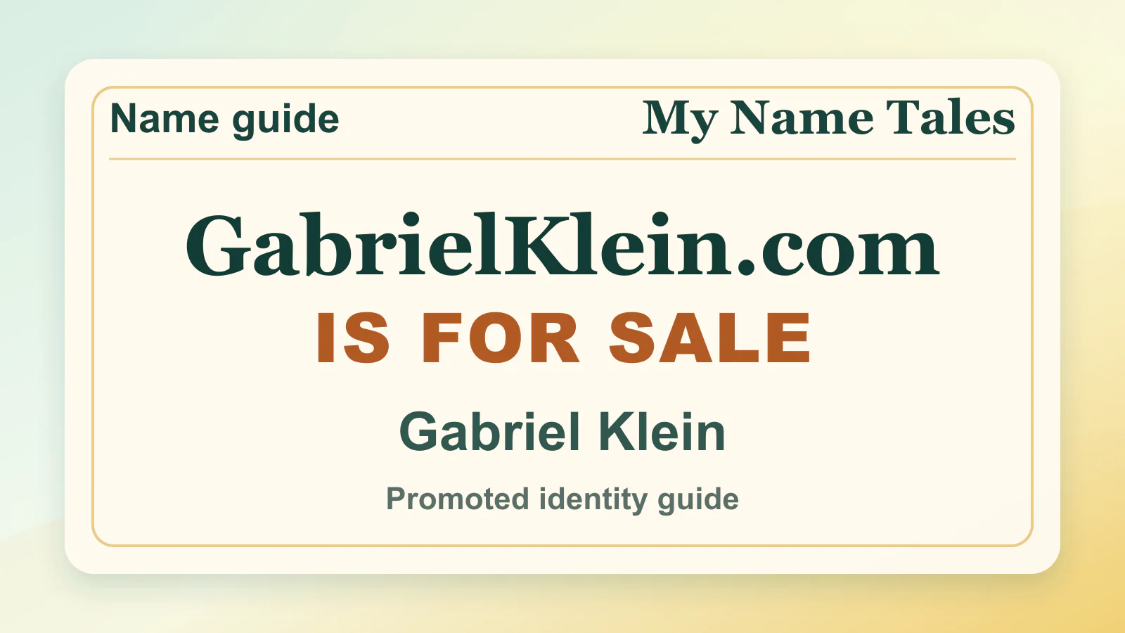Gabriel Klein personal name guide thumbnail on My Name Tales