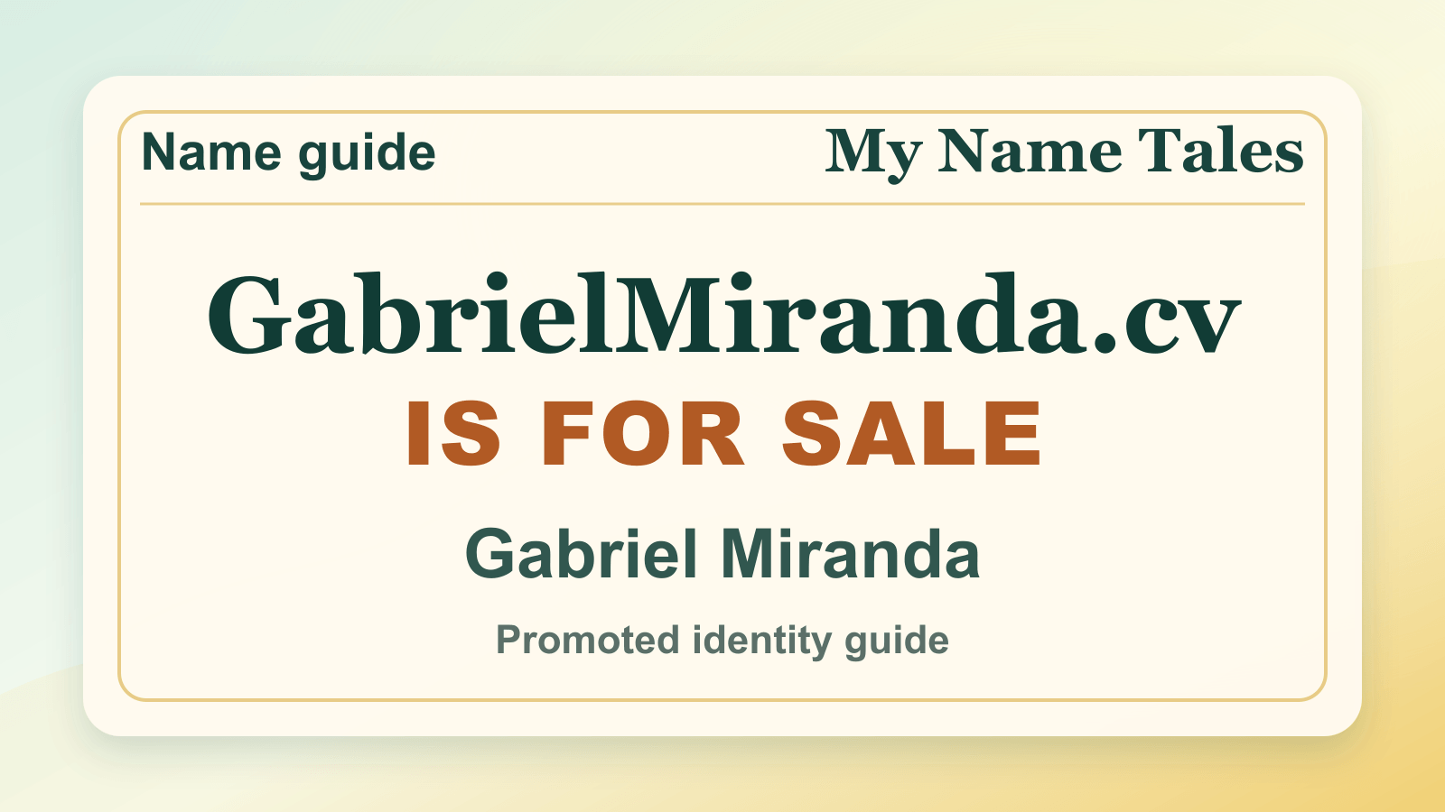 Gabriel Miranda identity guide image — GabrielMiranda.cv is for sale