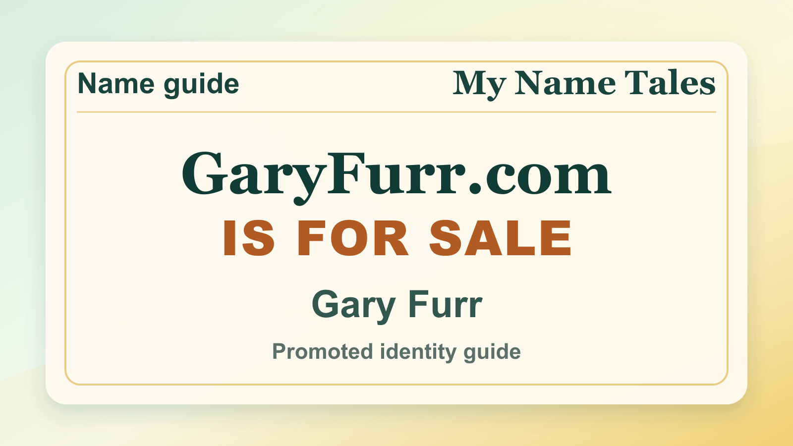 Gary Furr identity guide image — GaryFurr.com is for sale