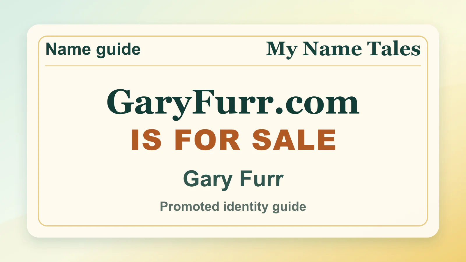 Gary Furr personal name guide thumbnail on My Name Tales