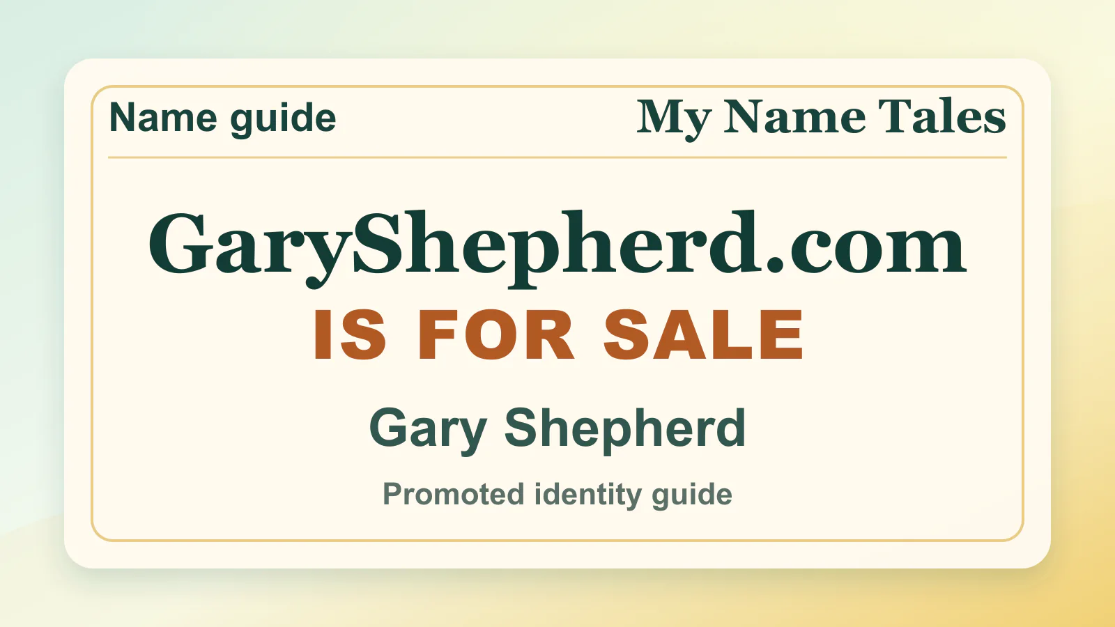 Gary Shepherd personal name guide thumbnail on My Name Tales