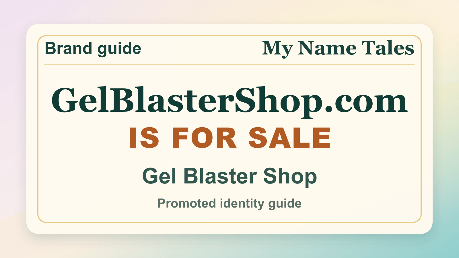 Gel Blaster Shop identity guide image — GelBlasterShop.com is for sale