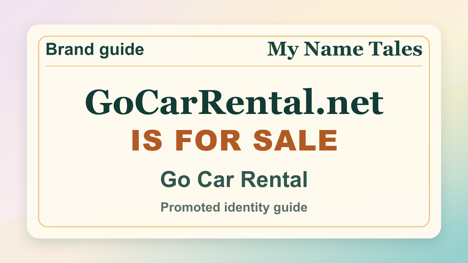 Go Car Rental identity guide image — GoCarRental.net is for sale