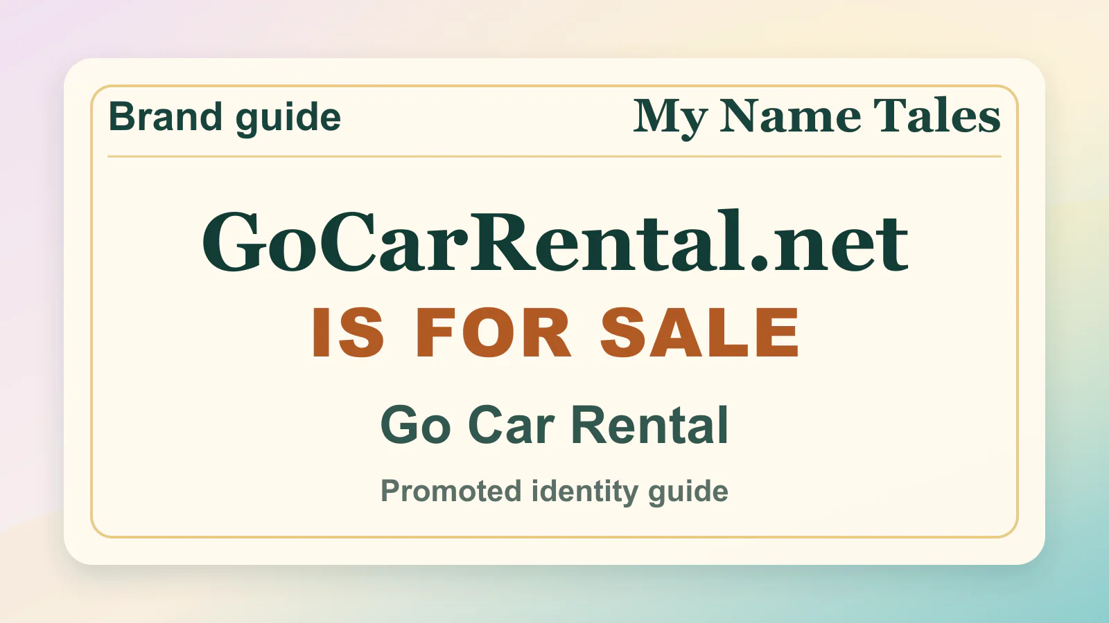 Go Car Rental brandable domain guide thumbnail on My Name Tales