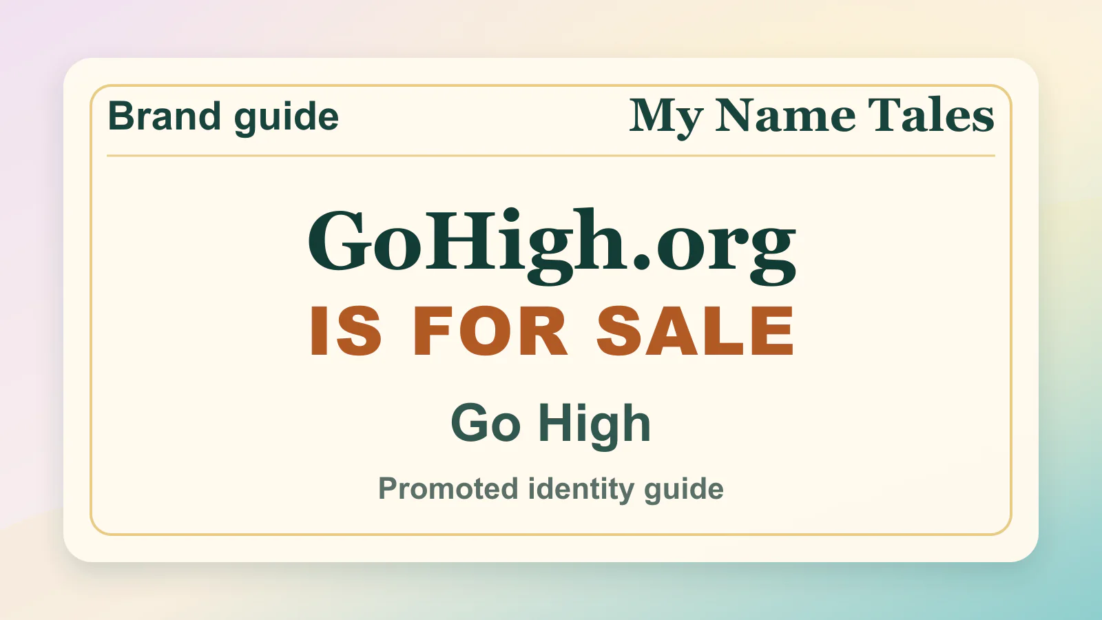 Go High brandable domain guide thumbnail on My Name Tales
