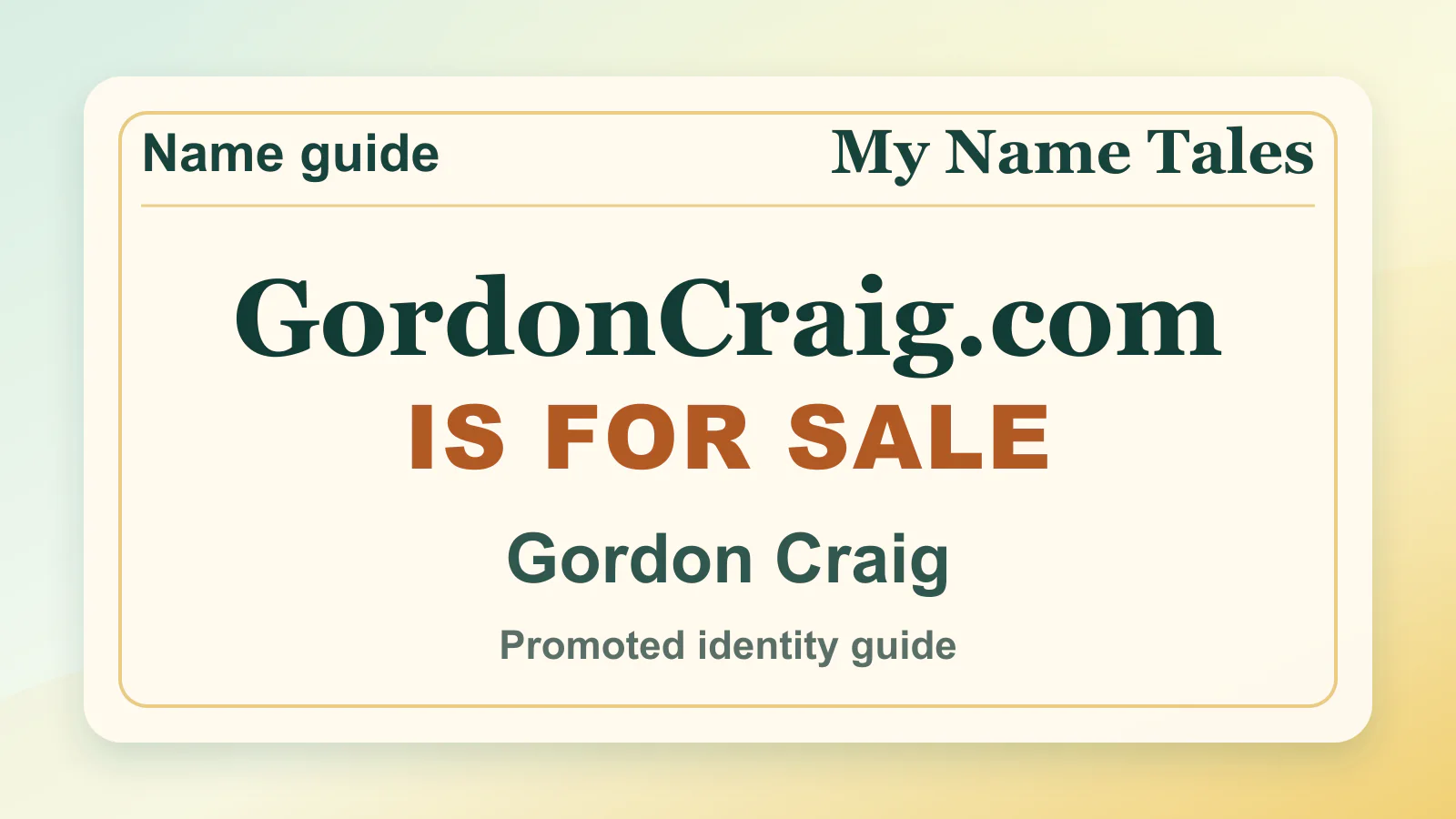 Gordon Craig personal name guide thumbnail on My Name Tales