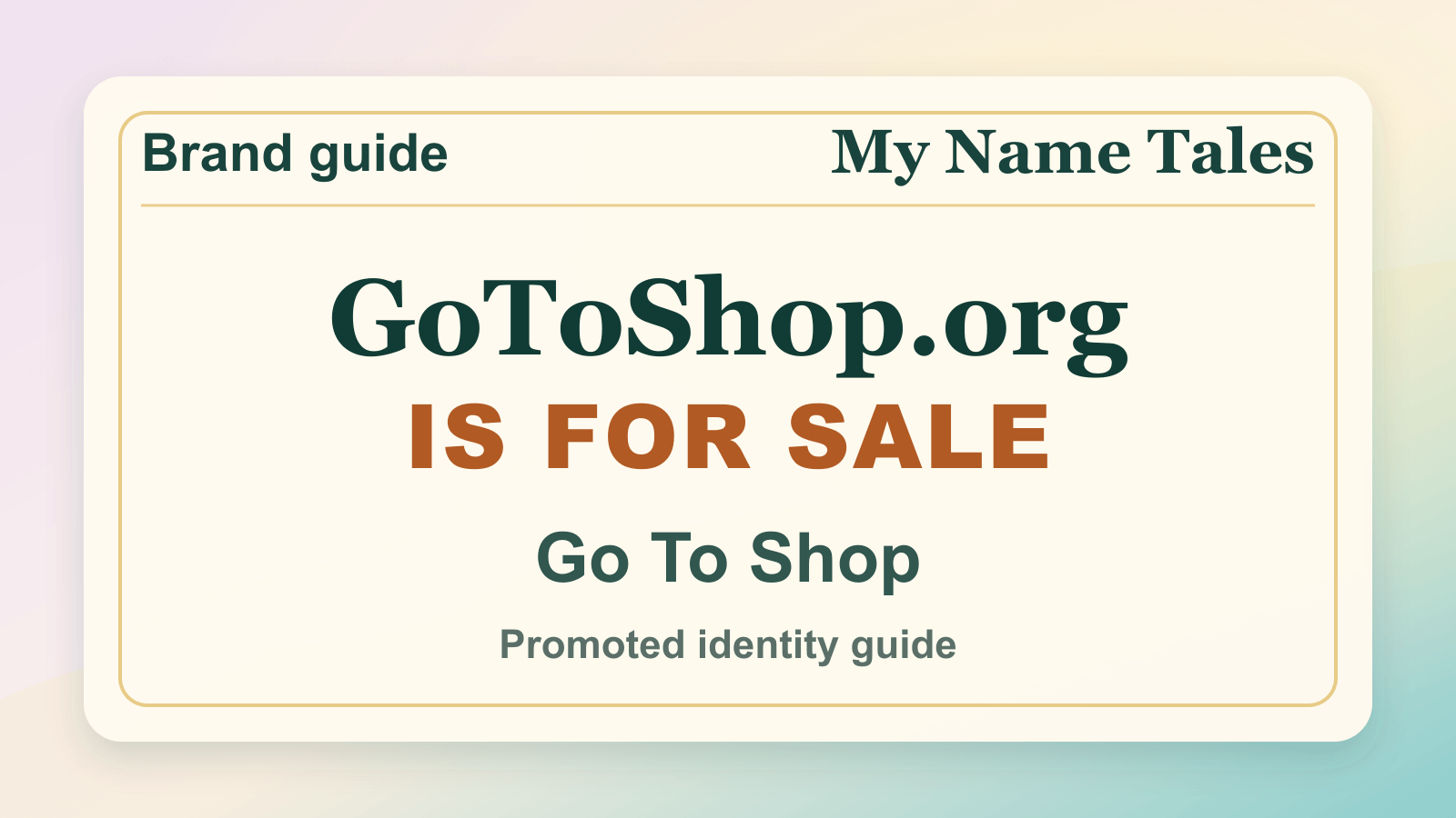 Go To Shop identity guide image — GoToShop.org is for sale