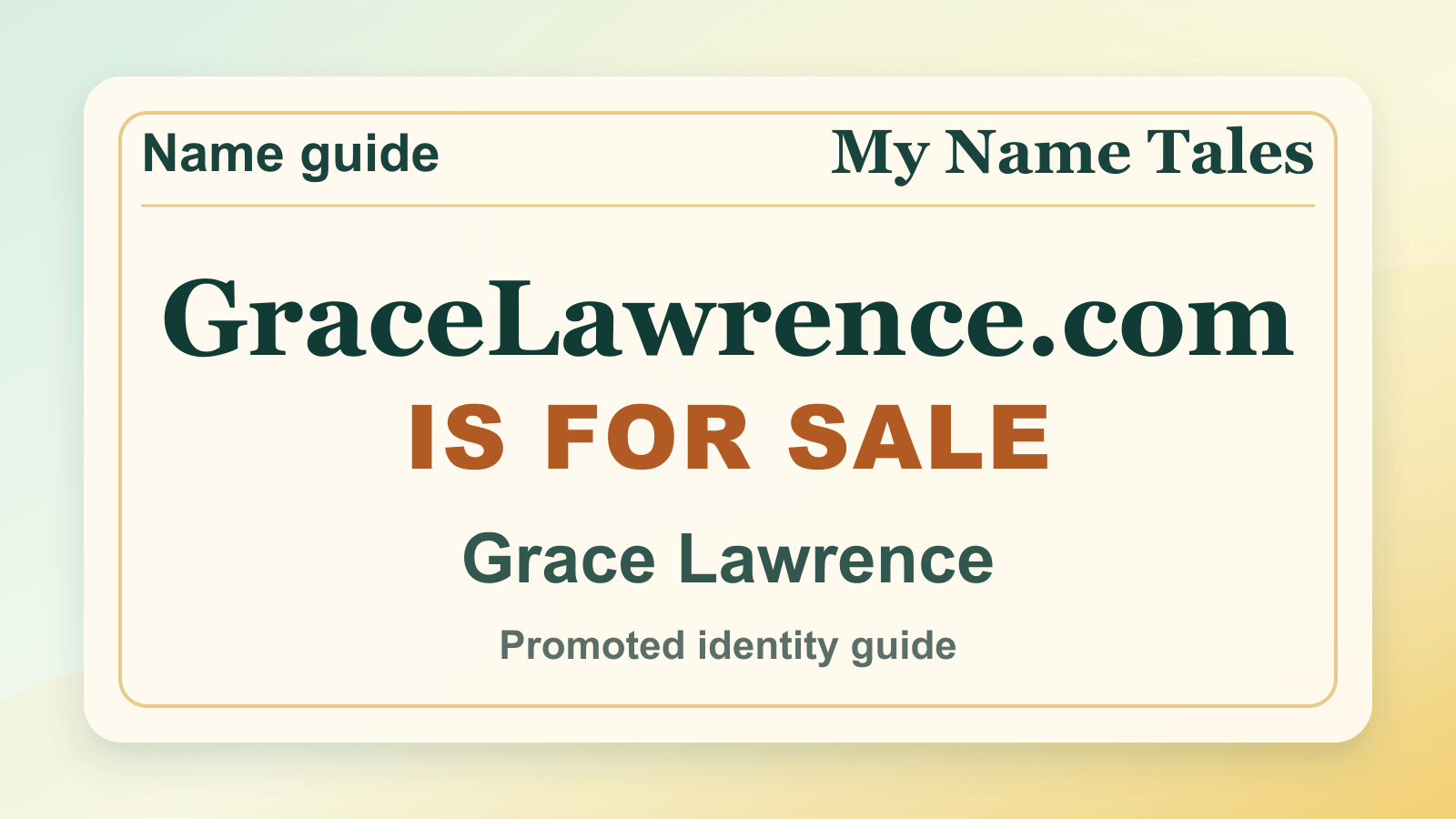 Grace Lawrence identity guide image — GraceLawrence.com is for sale
