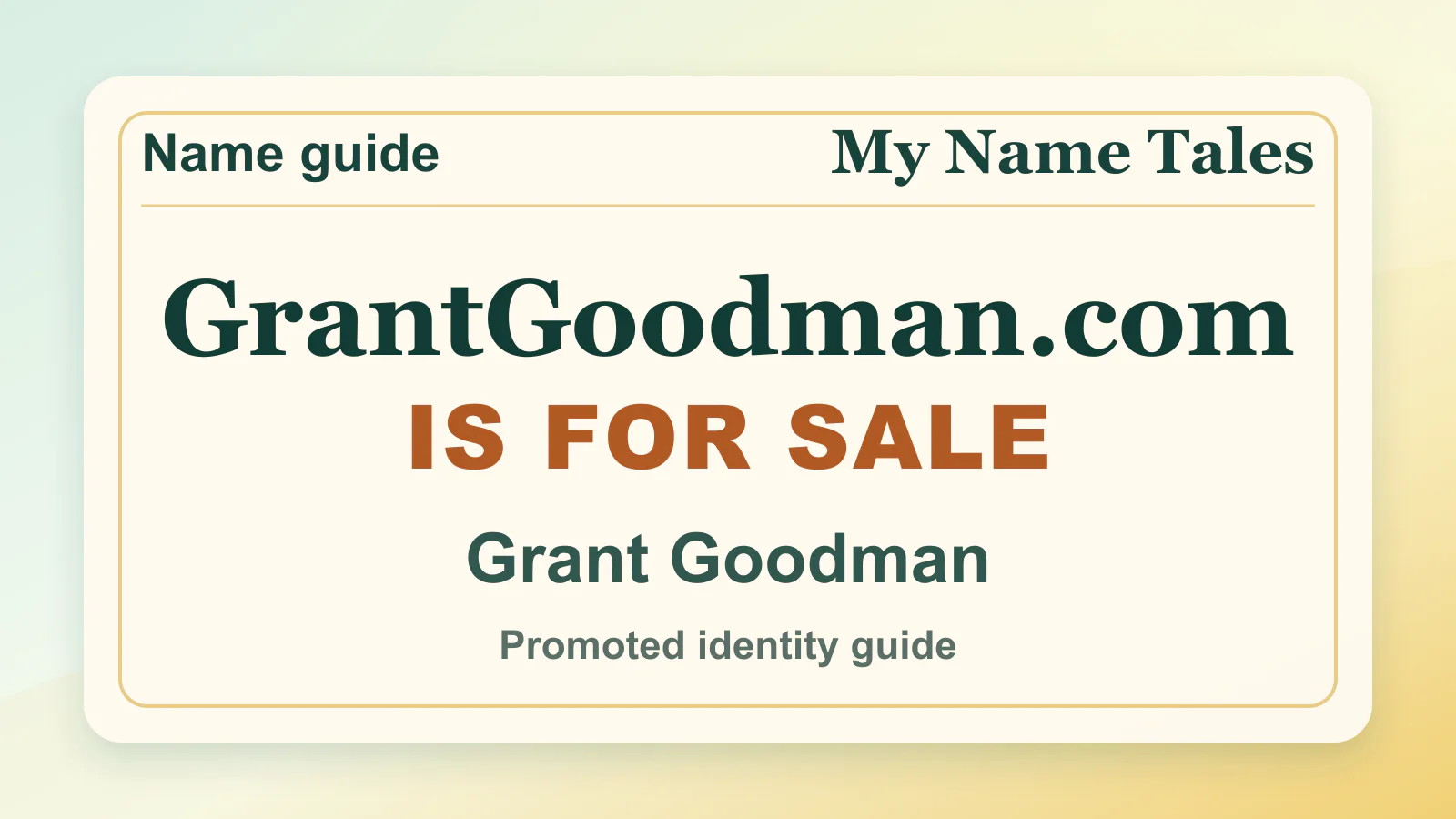 Grant Goodman personal name guide thumbnail on My Name Tales