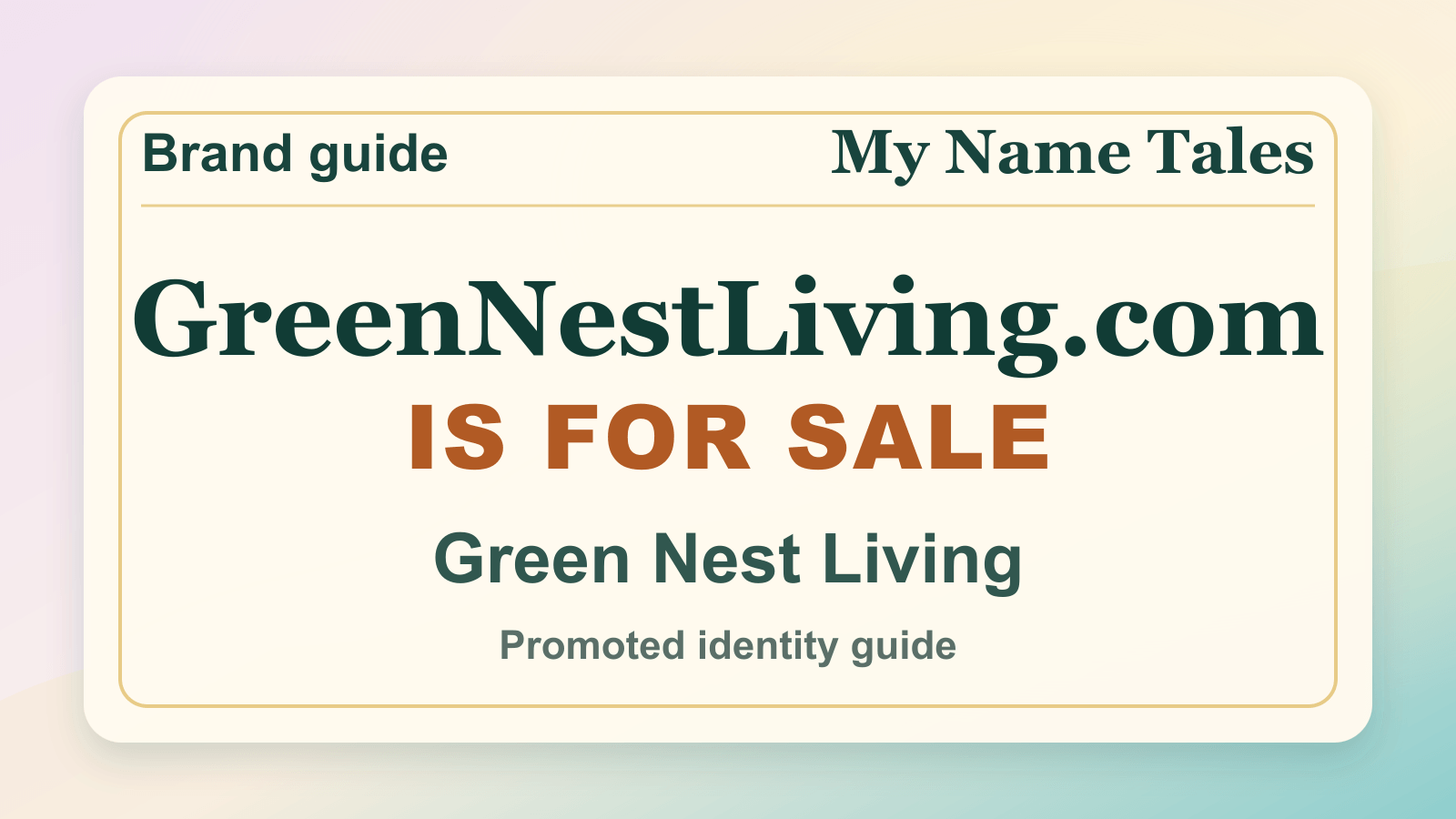 Green Nest Living identity guide image — GreenNestLiving.com is for sale