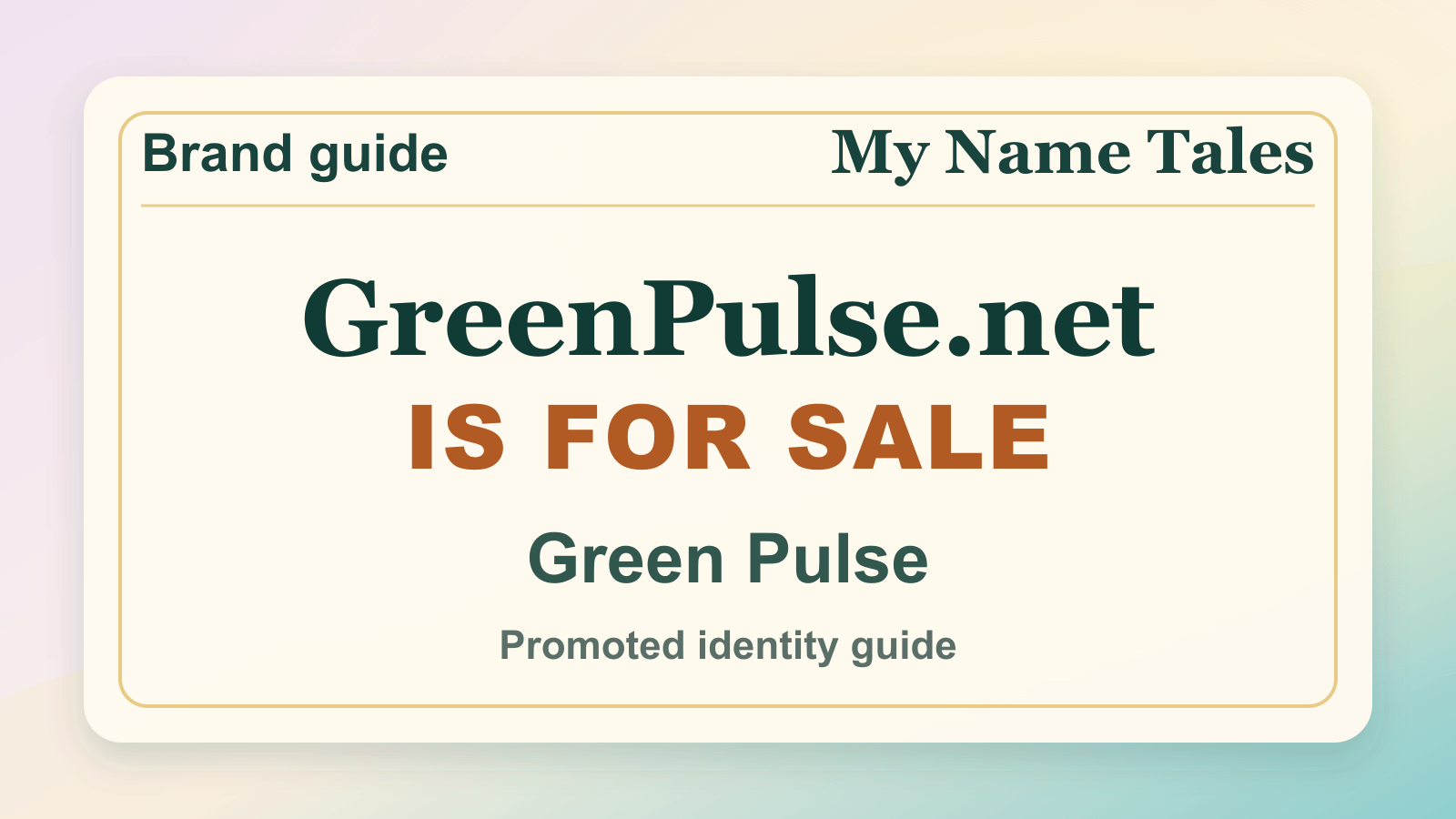 Green Pulse identity guide image — GreenPulse.net is for sale