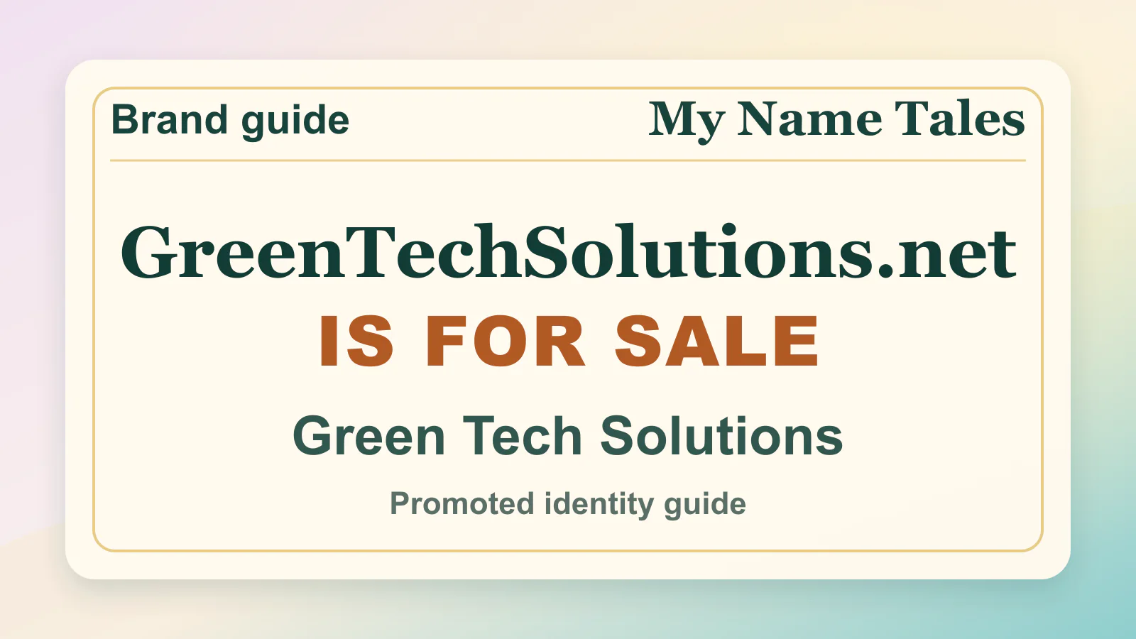 Green Tech Solutions brandable domain guide thumbnail on My Name Tales