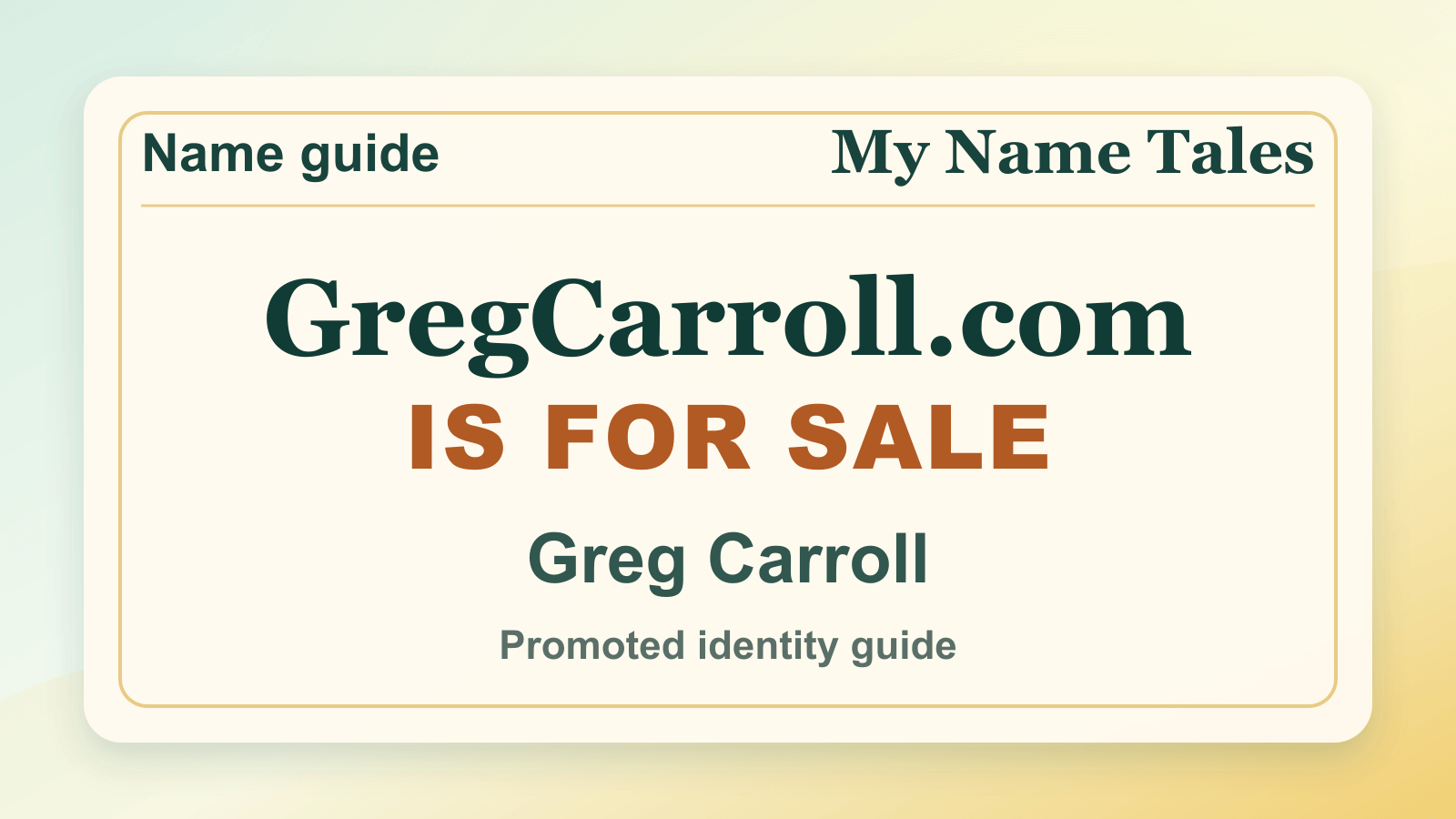 Greg Carroll identity guide image — GregCarroll.com is for sale