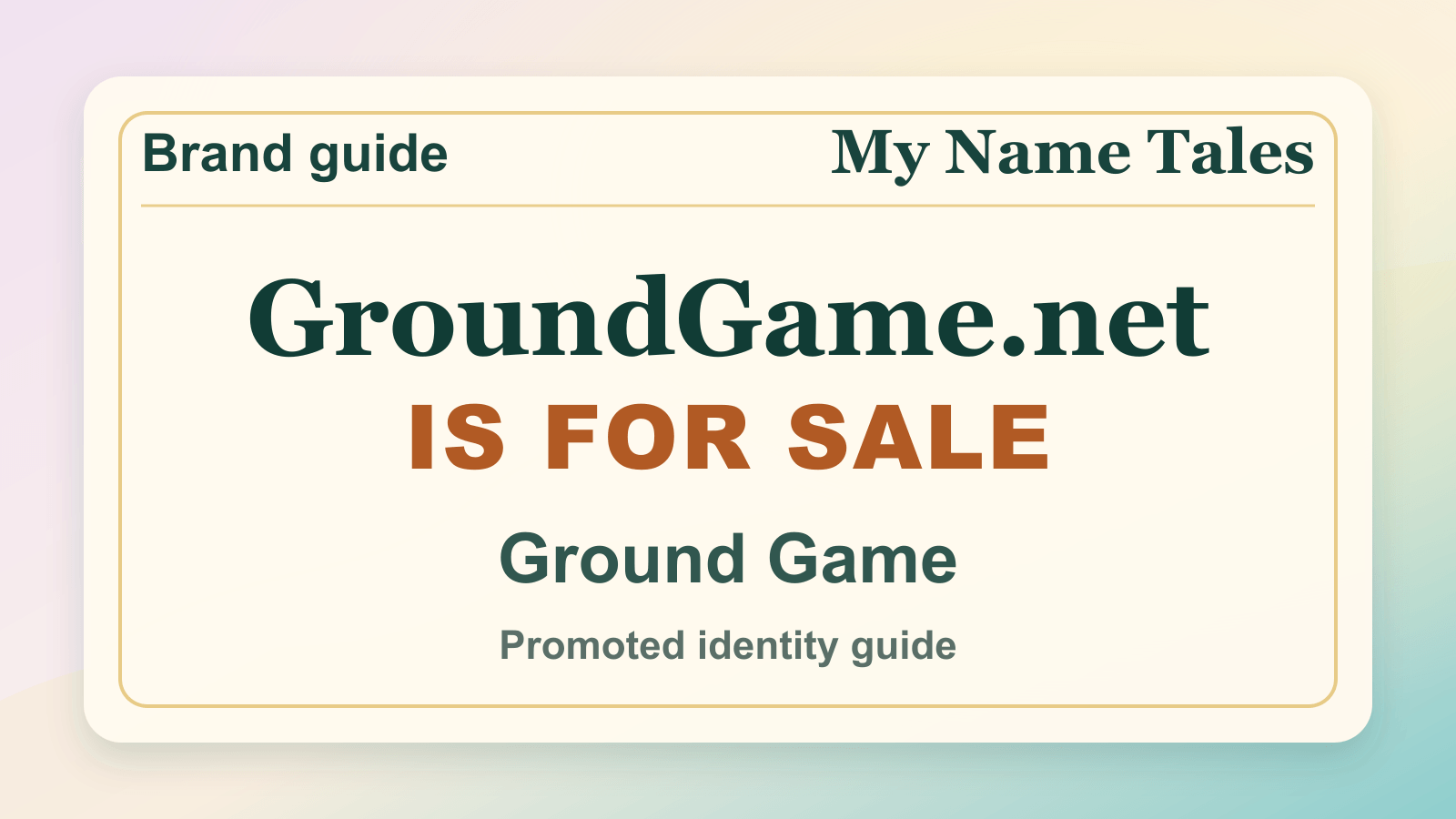 Ground Game identity guide image — GroundGame.net is for sale