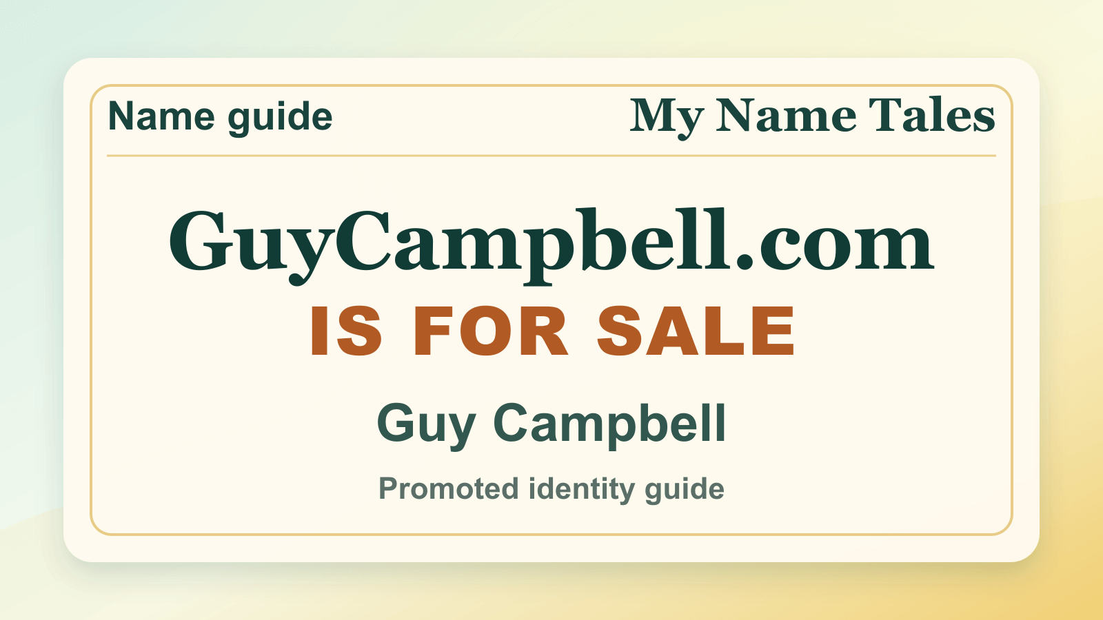 Guy Campbell identity guide image — GuyCampbell.com is for sale
