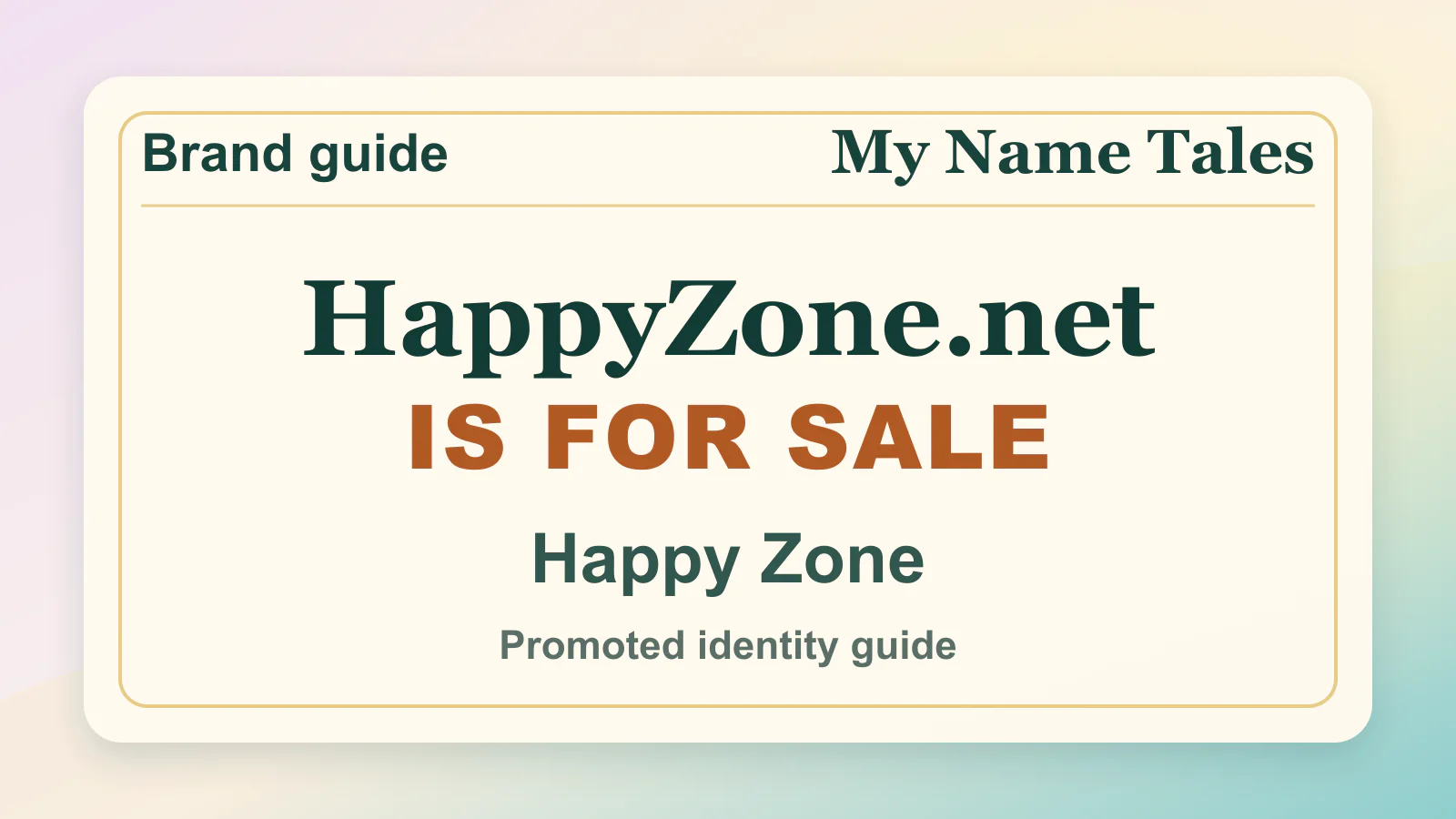 Happy Zone brandable domain guide thumbnail on My Name Tales