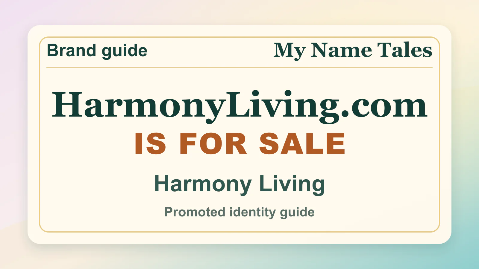 Harmony Living brandable domain guide thumbnail on My Name Tales