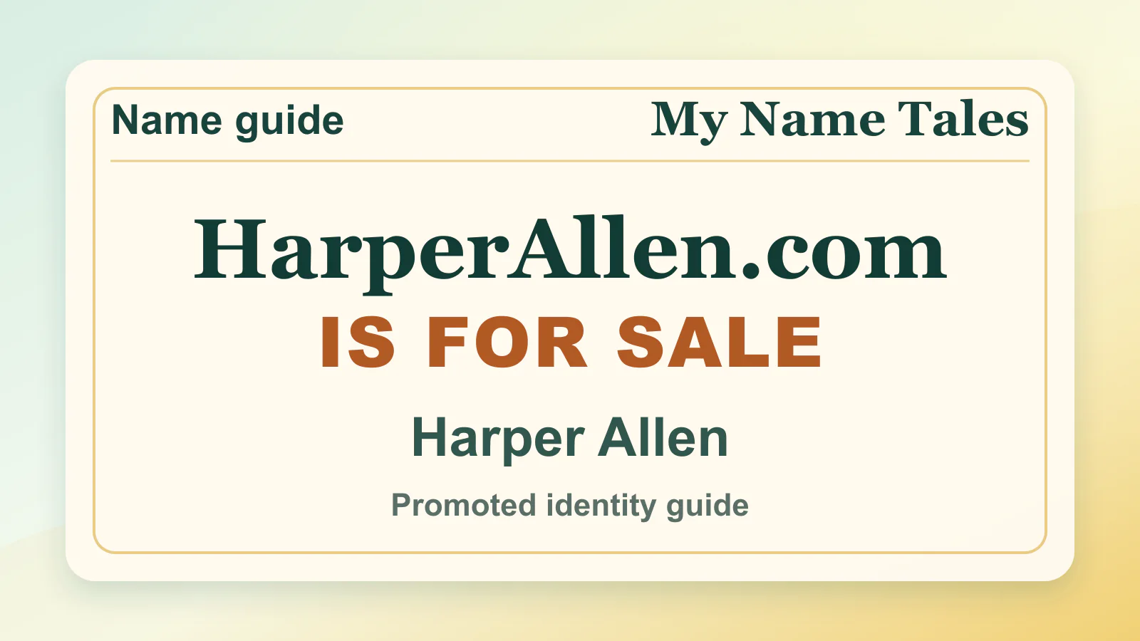 Harper Allen personal name guide thumbnail on My Name Tales