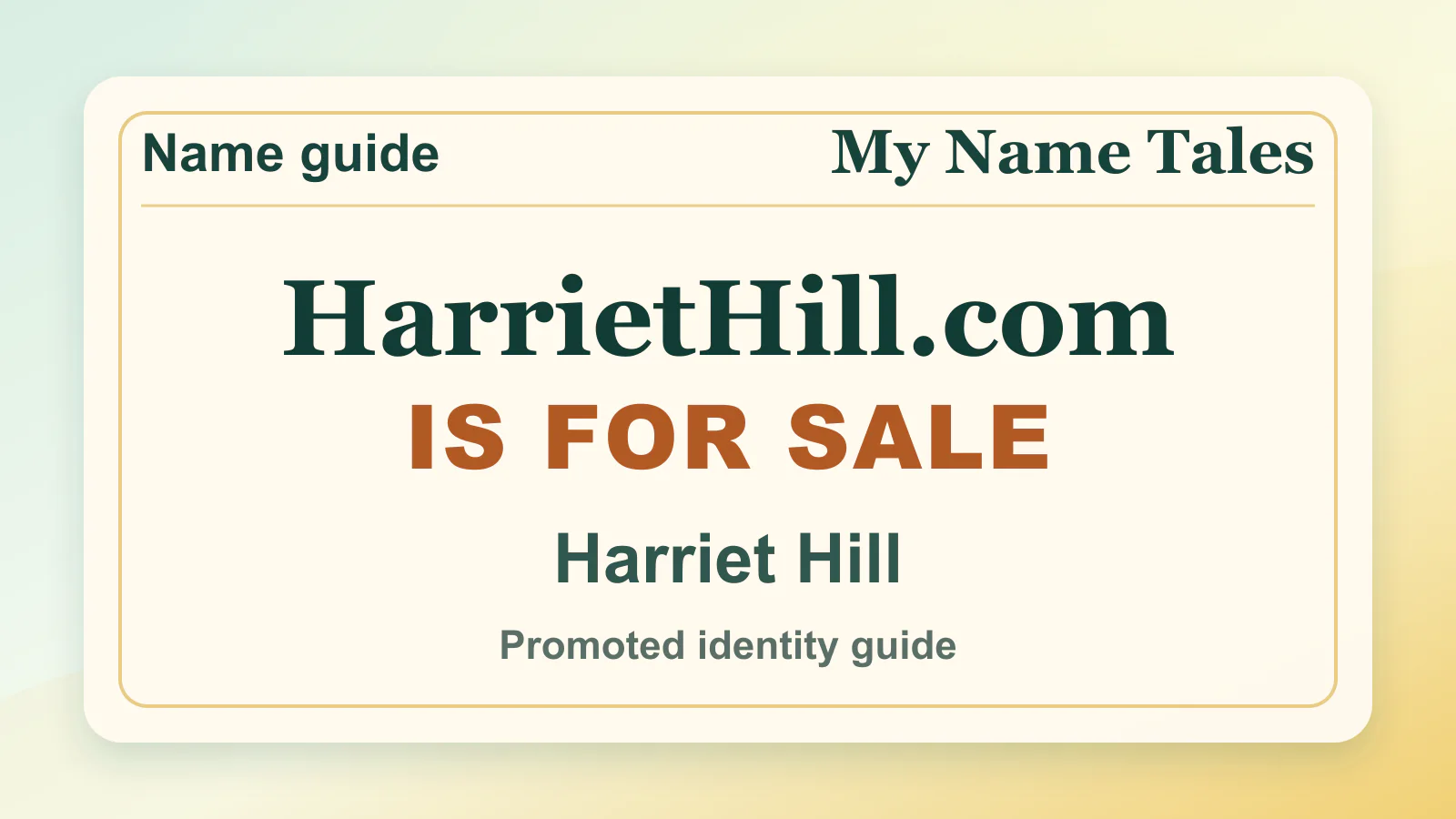 Harriet Hill personal name guide thumbnail on My Name Tales