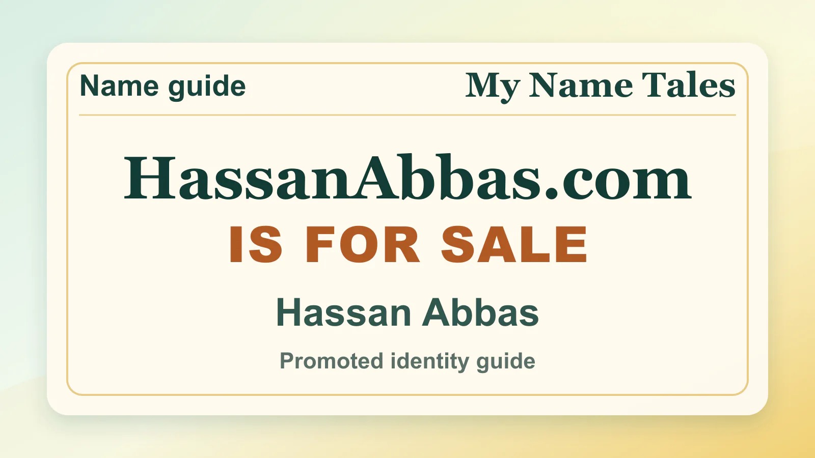 Hassan Abbas personal name guide thumbnail on My Name Tales