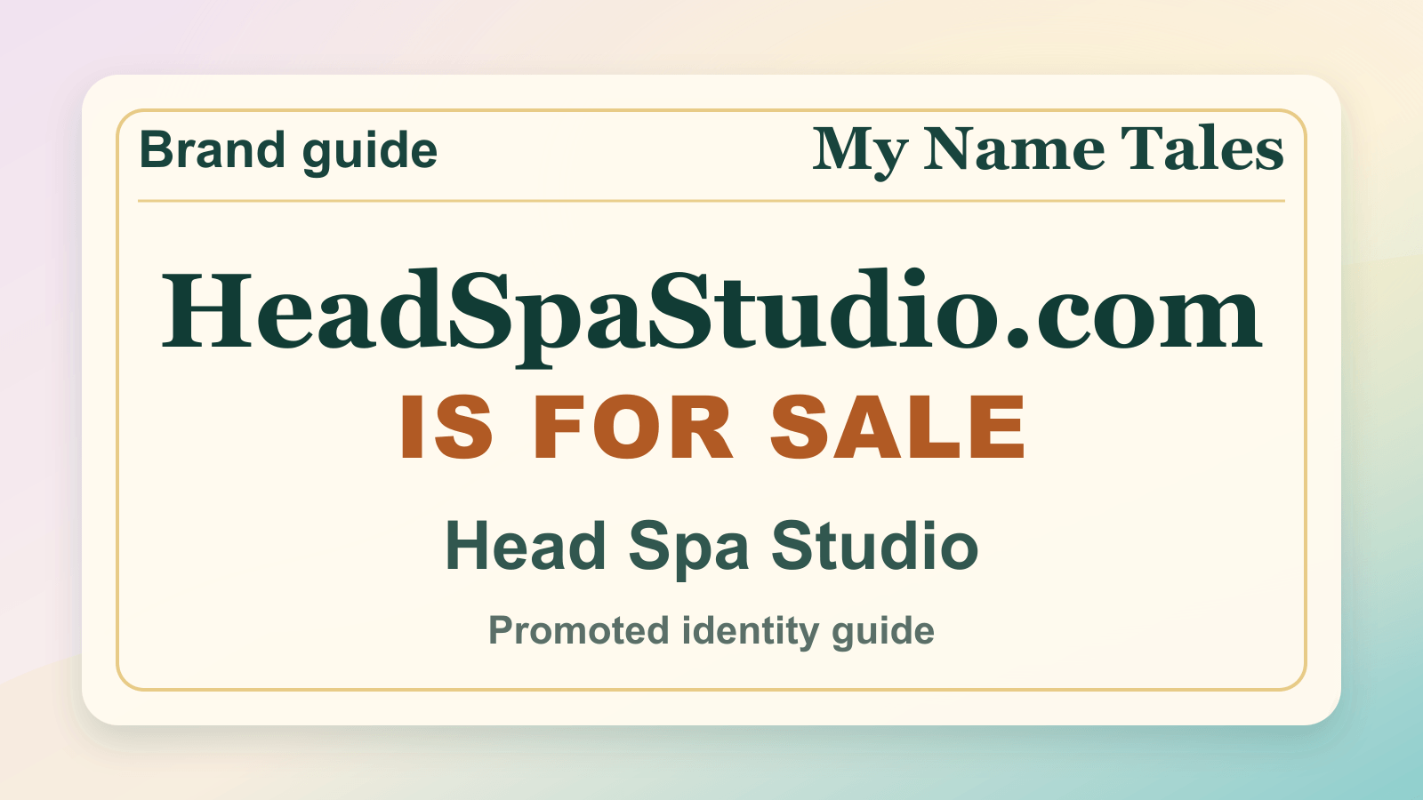 Head Spa Studio identity guide image — HeadSpaStudio.com is for sale