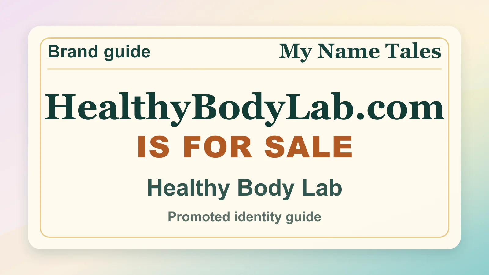 Healthy Body Lab brandable domain guide thumbnail on My Name Tales
