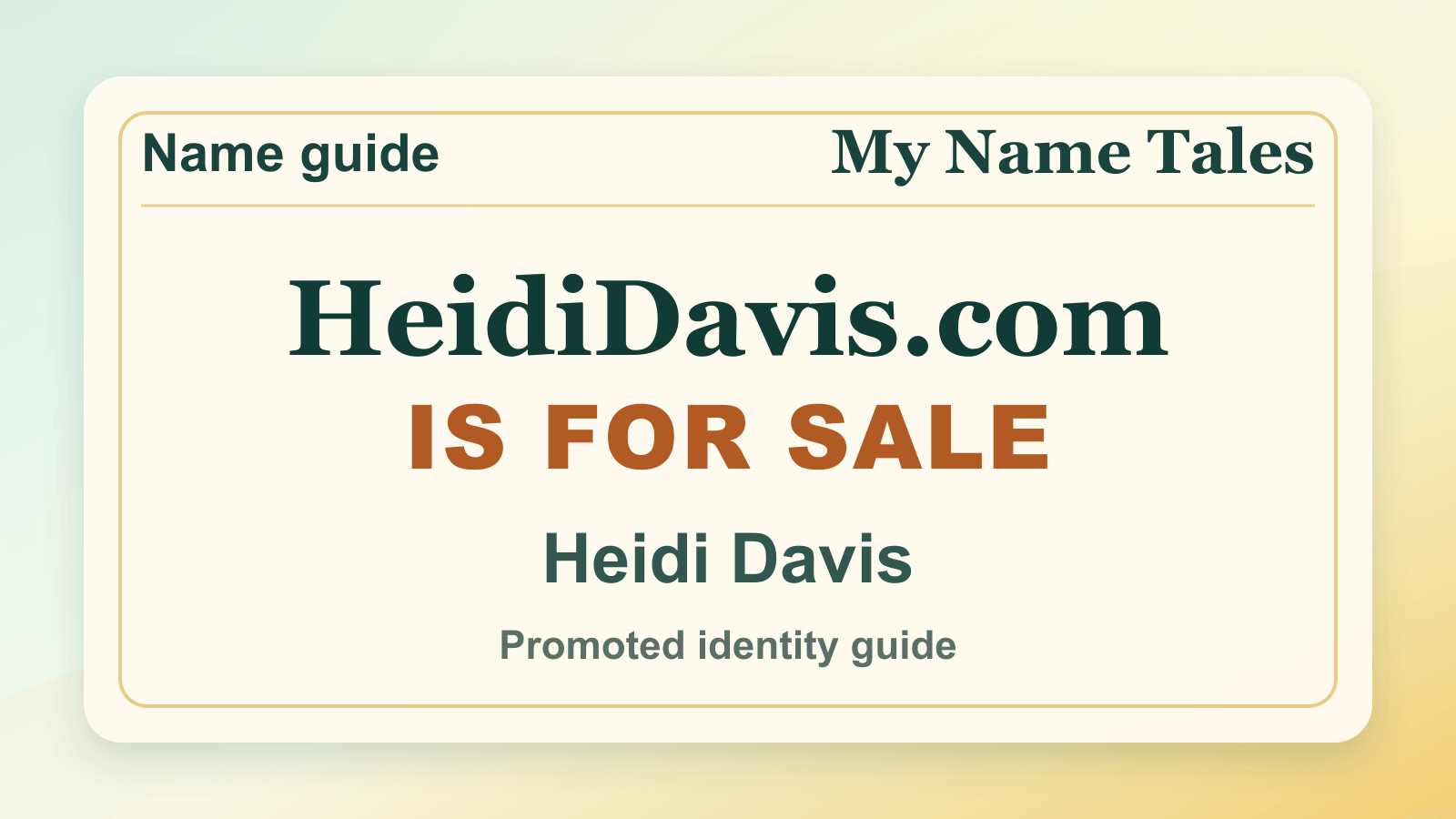 Heidi Davis identity guide image — HeidiDavis.com is for sale