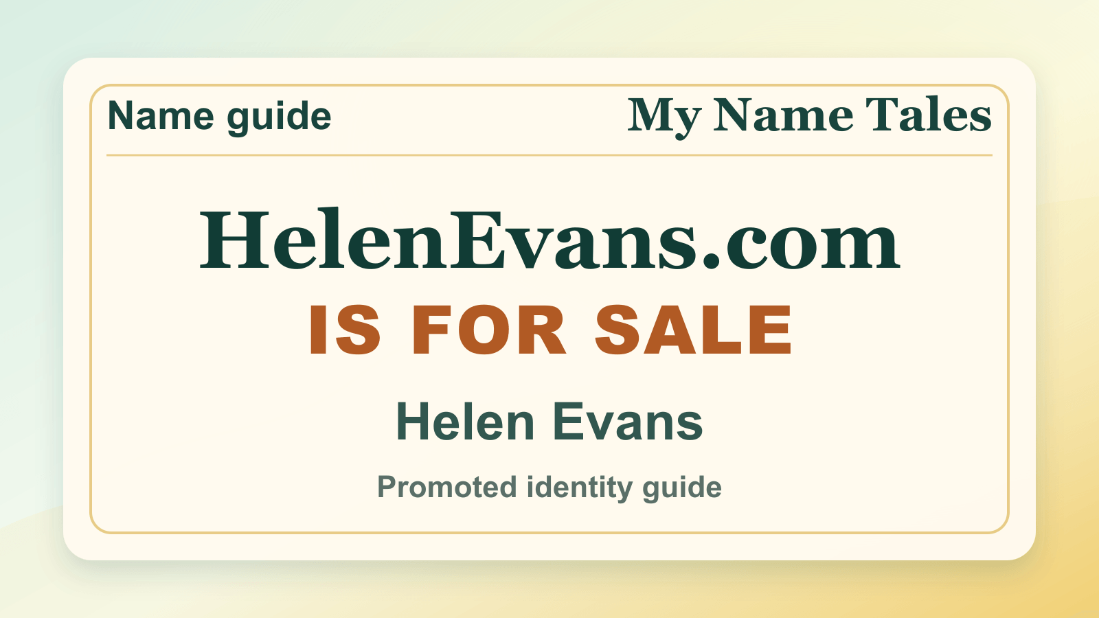 Helen Evans identity guide image — HelenEvans.com is for sale