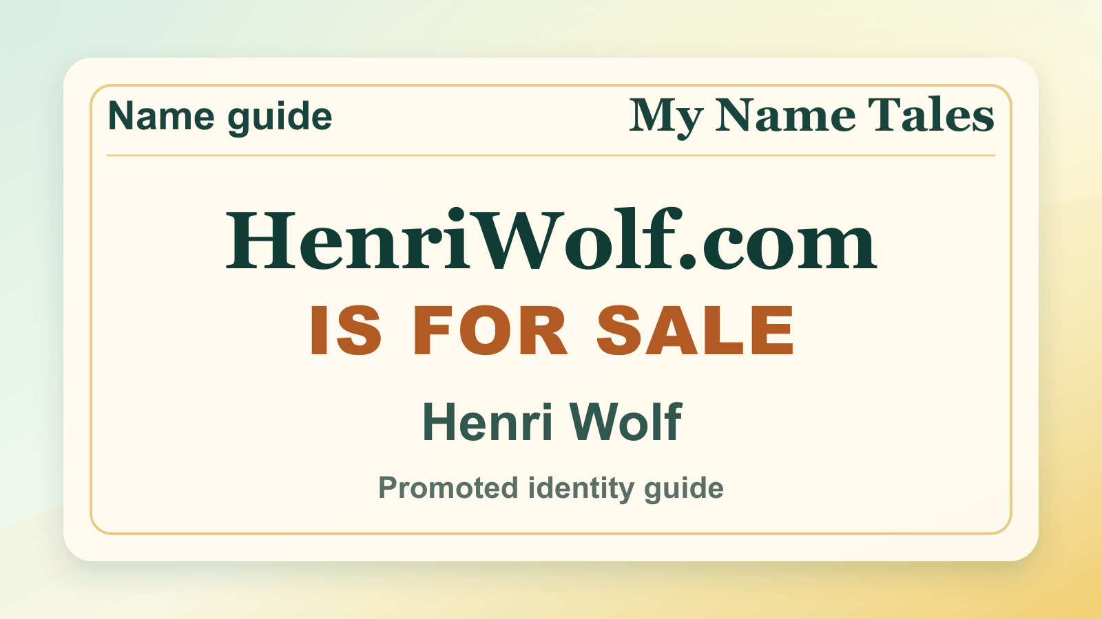 Henri Wolf identity guide image — HenriWolf.com is for sale