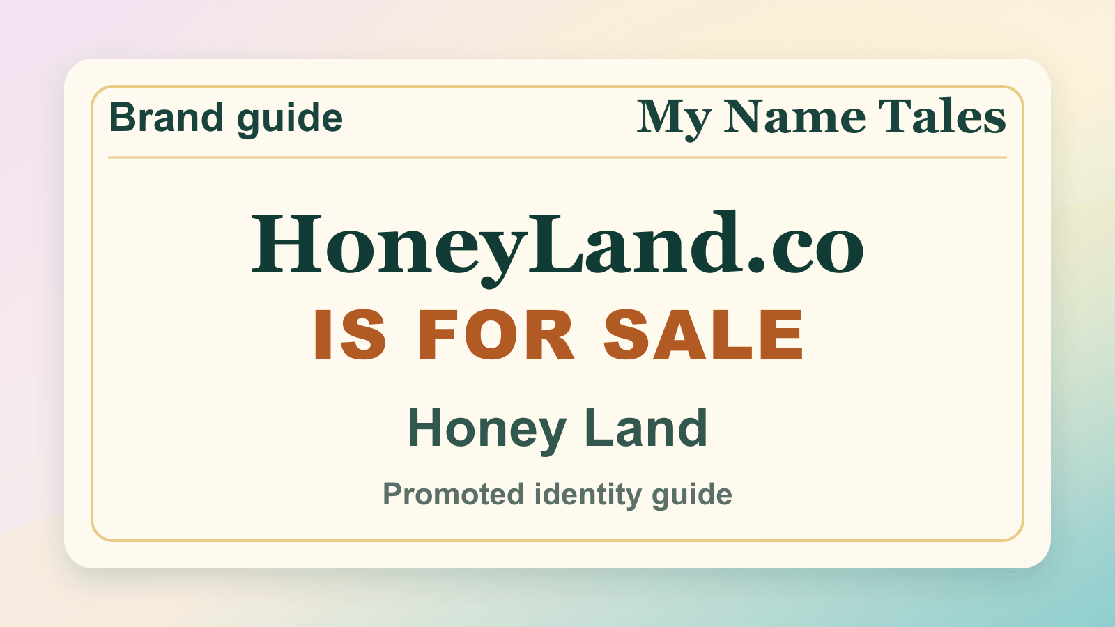 Honey Land identity guide image — HoneyLand.co is for sale