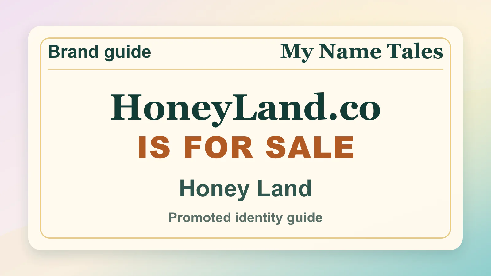 Honey Land brandable domain guide thumbnail on My Name Tales