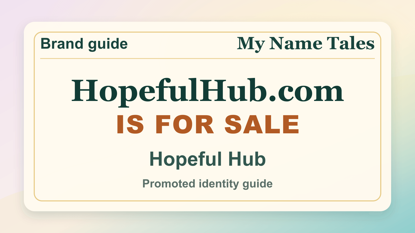 Hopeful Hub identity guide image — HopefulHub.com is for sale
