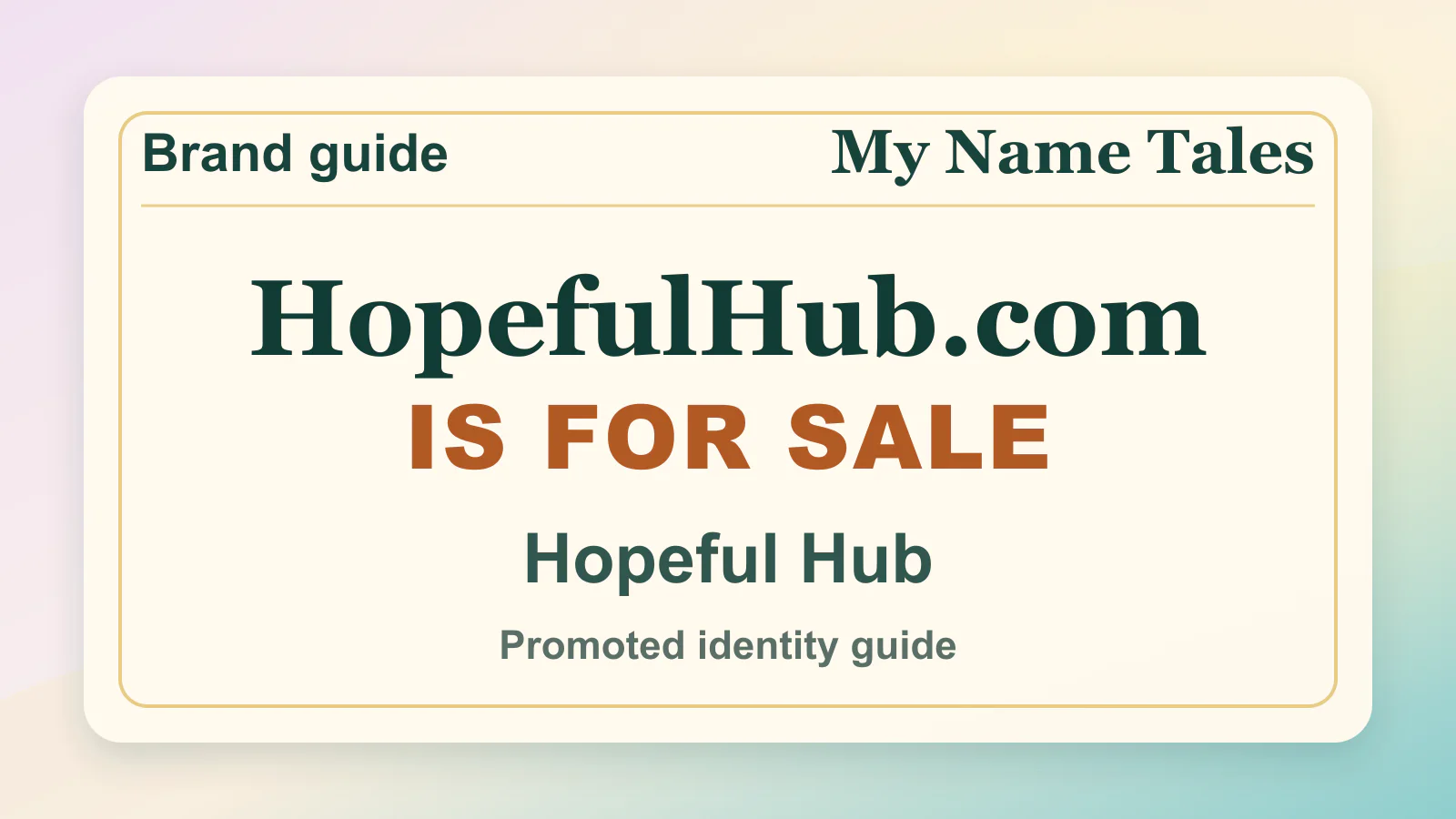 Hopeful Hub brandable domain guide thumbnail on My Name Tales