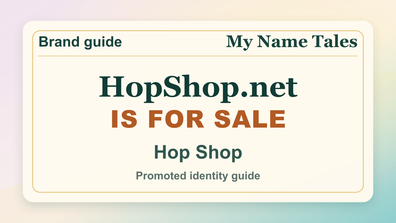 Hop Shop identity guide image — HopShop.net is for sale