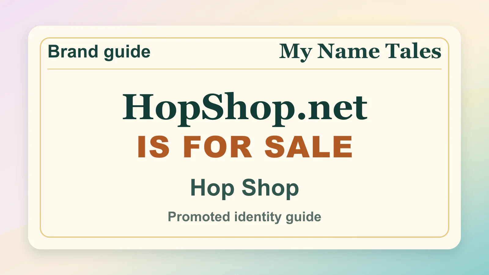 Hop Shop brandable domain guide thumbnail on My Name Tales