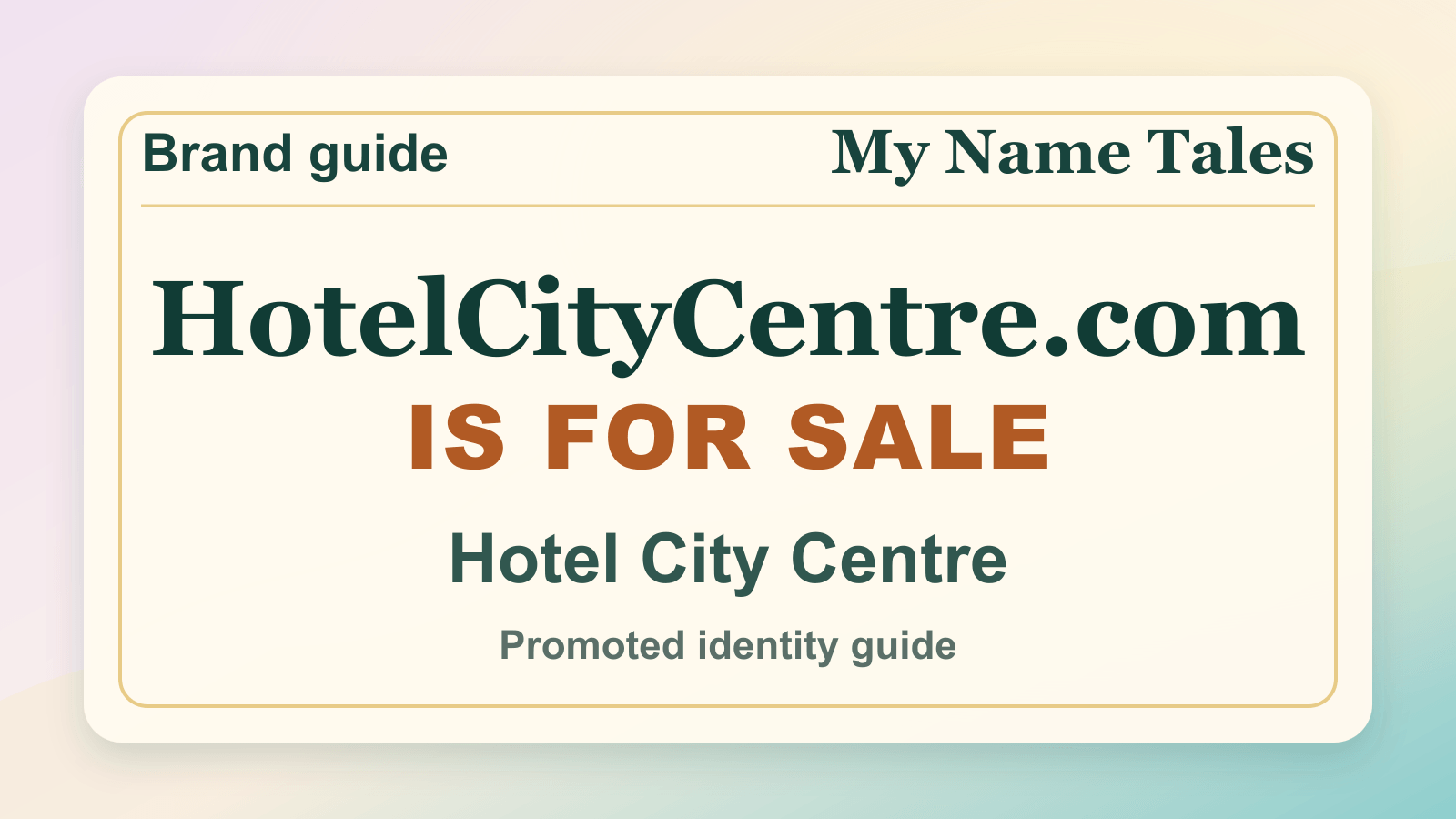 Hotel City Centre identity guide image — HotelCityCentre.com is for sale