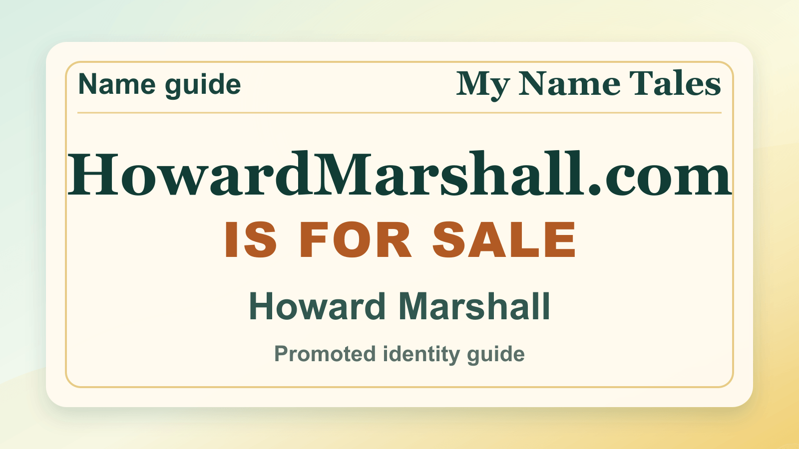 Howard Marshall identity guide image — HowardMarshall.com is for sale