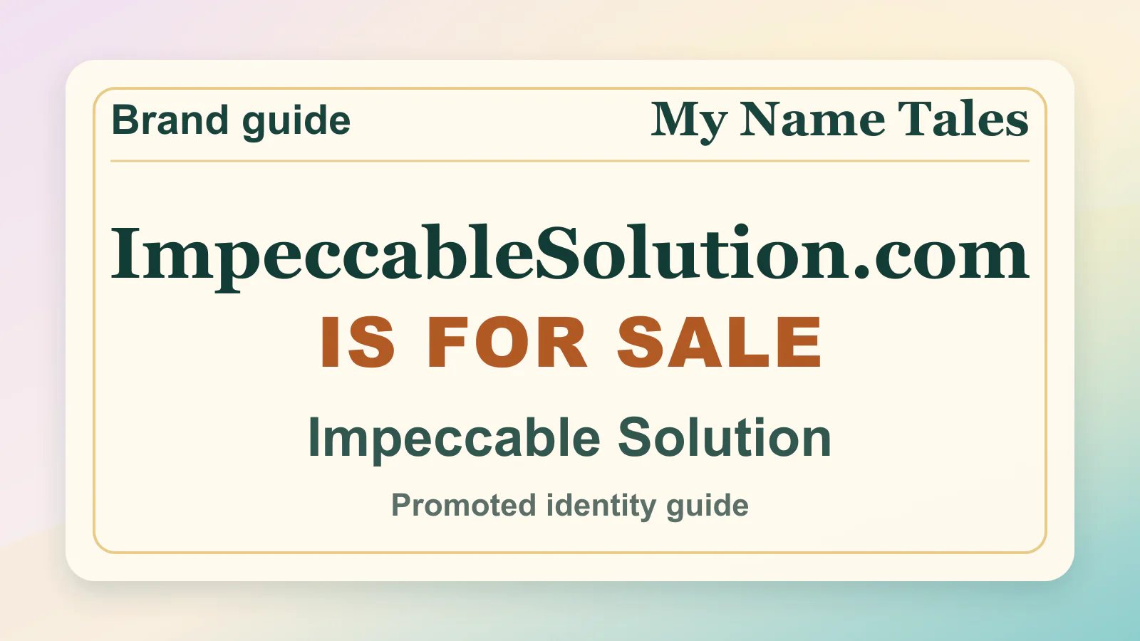 Impeccable Solution brandable domain guide thumbnail on My Name Tales