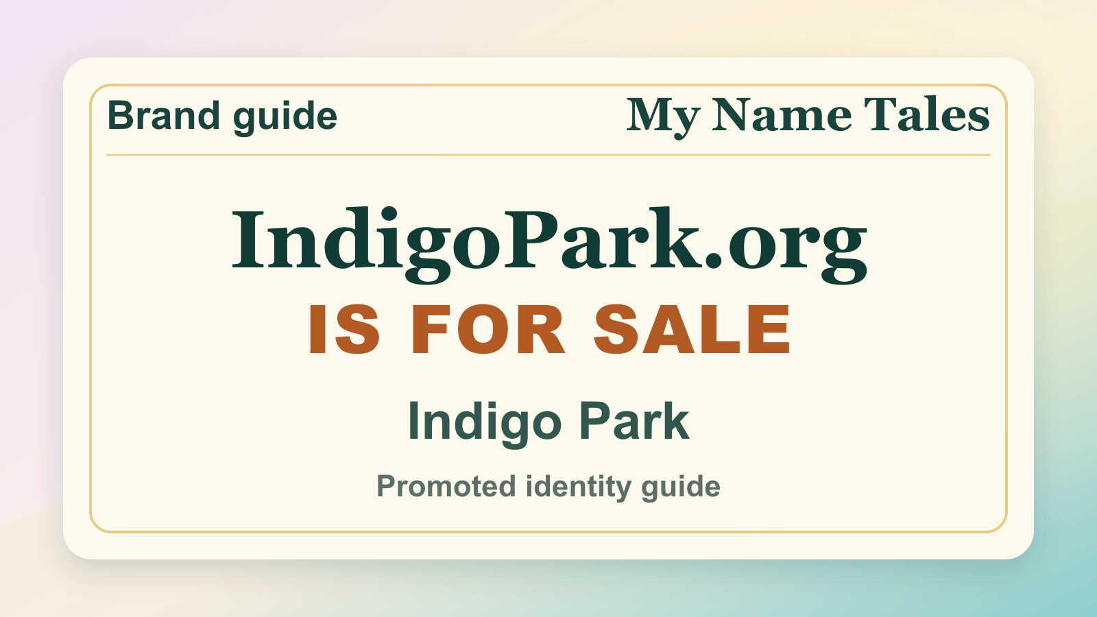 Indigo Park identity guide image — IndigoPark.org is for sale